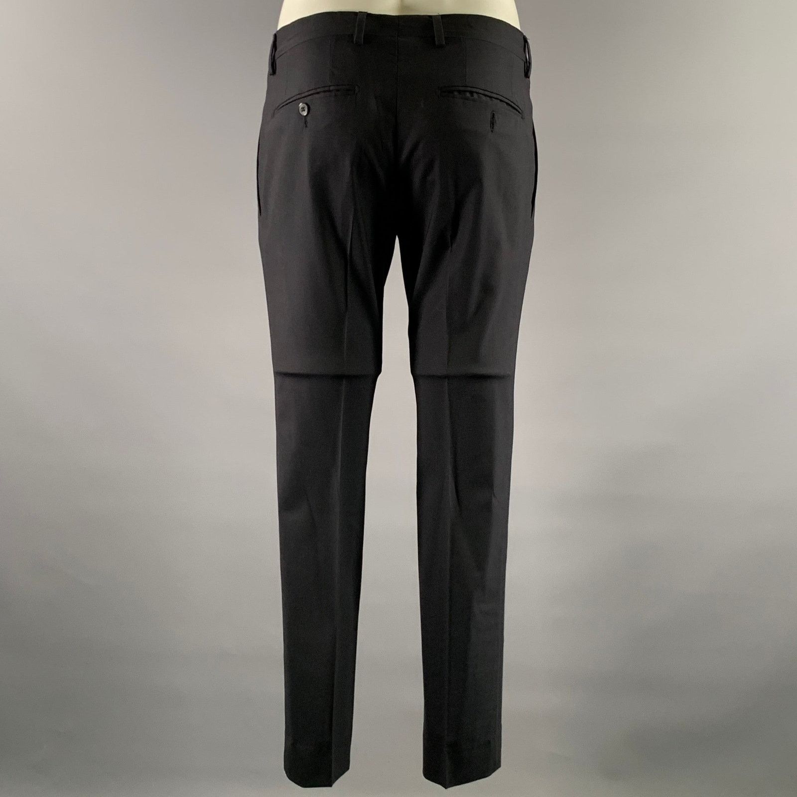Dolce & Gabbana DOLCE & GABBANA 38 Navy Wool Blend Notch Lapel Slim Fit Suit Size 38S - 5 Thumbnail