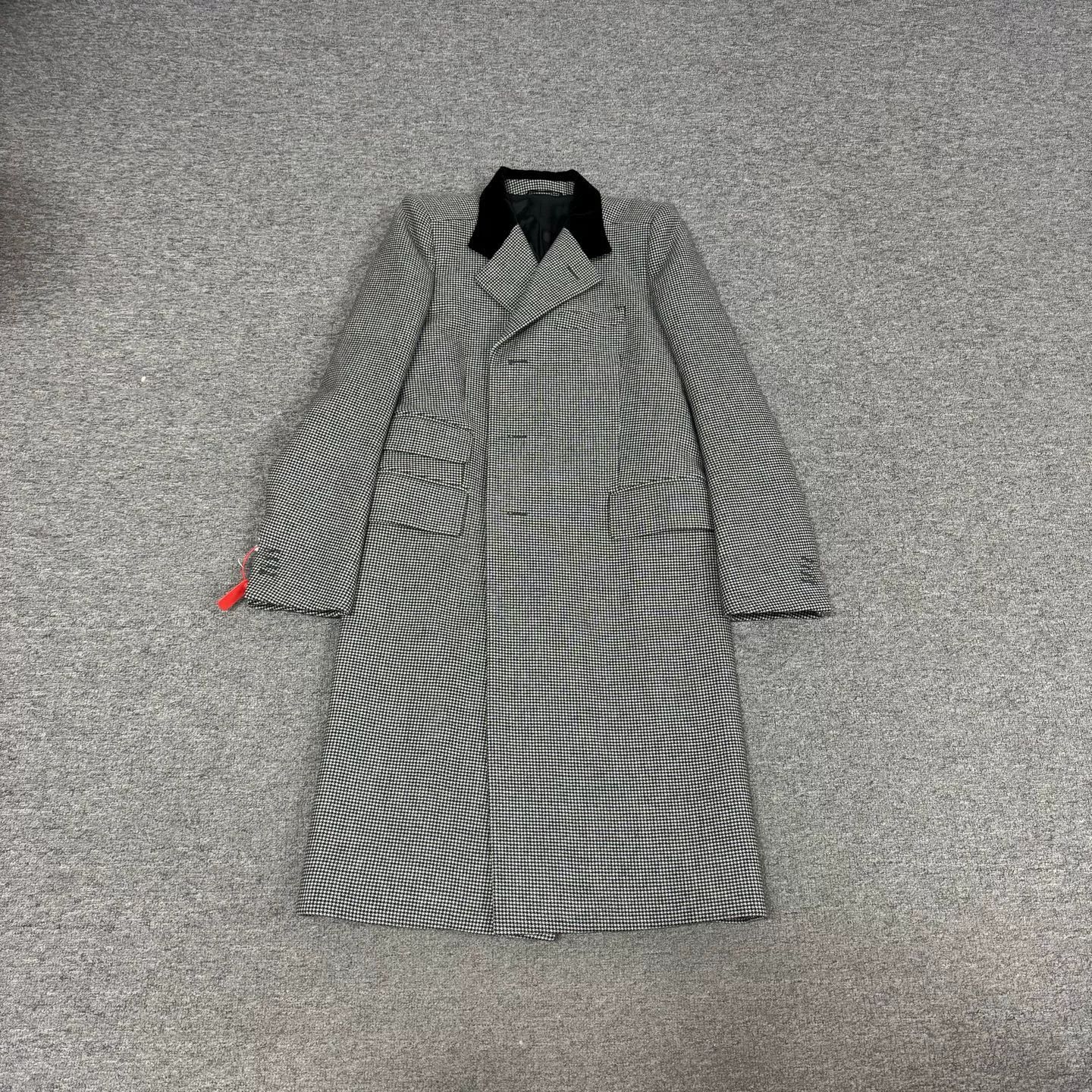 Balenciaga Balenciaga Long Houndstooth Wool Blazer Coat Size US S / EU 44-46 / 1 - 1 Thumbnail