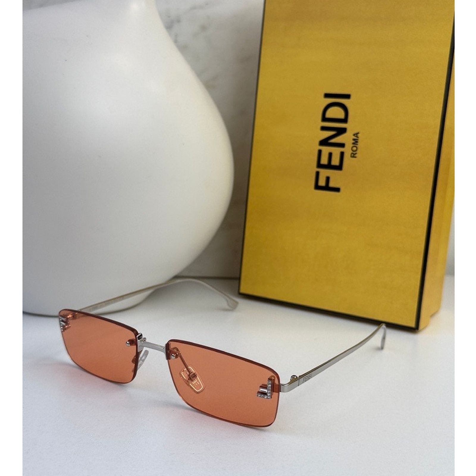 Fendi SALE! Fendi FE4172US First Rimless Orange Square Sunglasses Size ONE SIZE - 1 Thumbnail