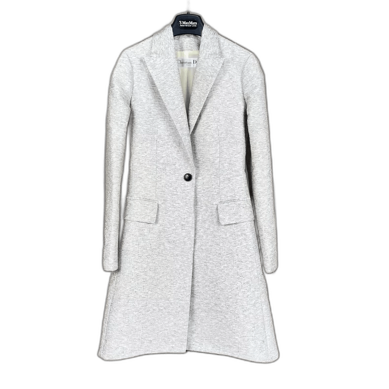 Dior Dior Dior Silver Gray Single-Breasted Wool Coat-2507 Size S / US 4 / IT 40 - 1 Thumbnail