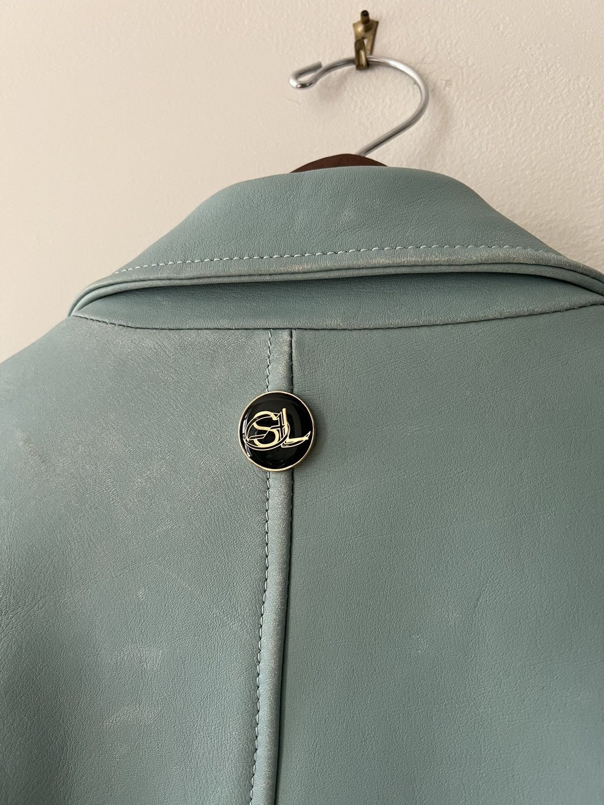 Second/Layer Cropped Leather Jacket in light blue Size US XL / EU 56 / 4 - 8 Thumbnail