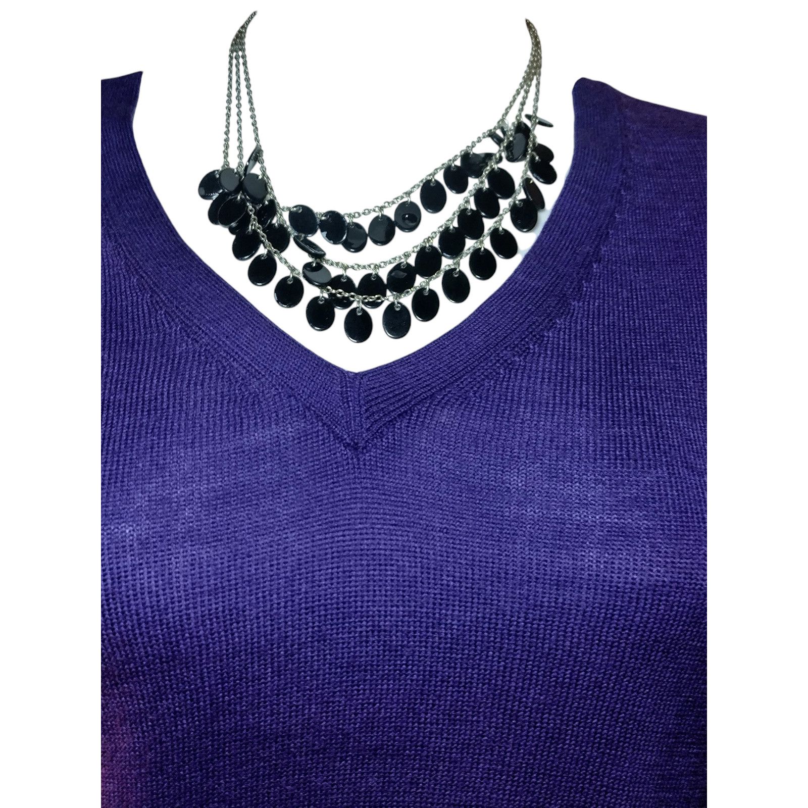 Ann Taylor Ann Taylor Sweater Long Sleeves V-Neck Knit Purple Size 4 Size S / US 4 / IT 40 - 2 Thumbnail