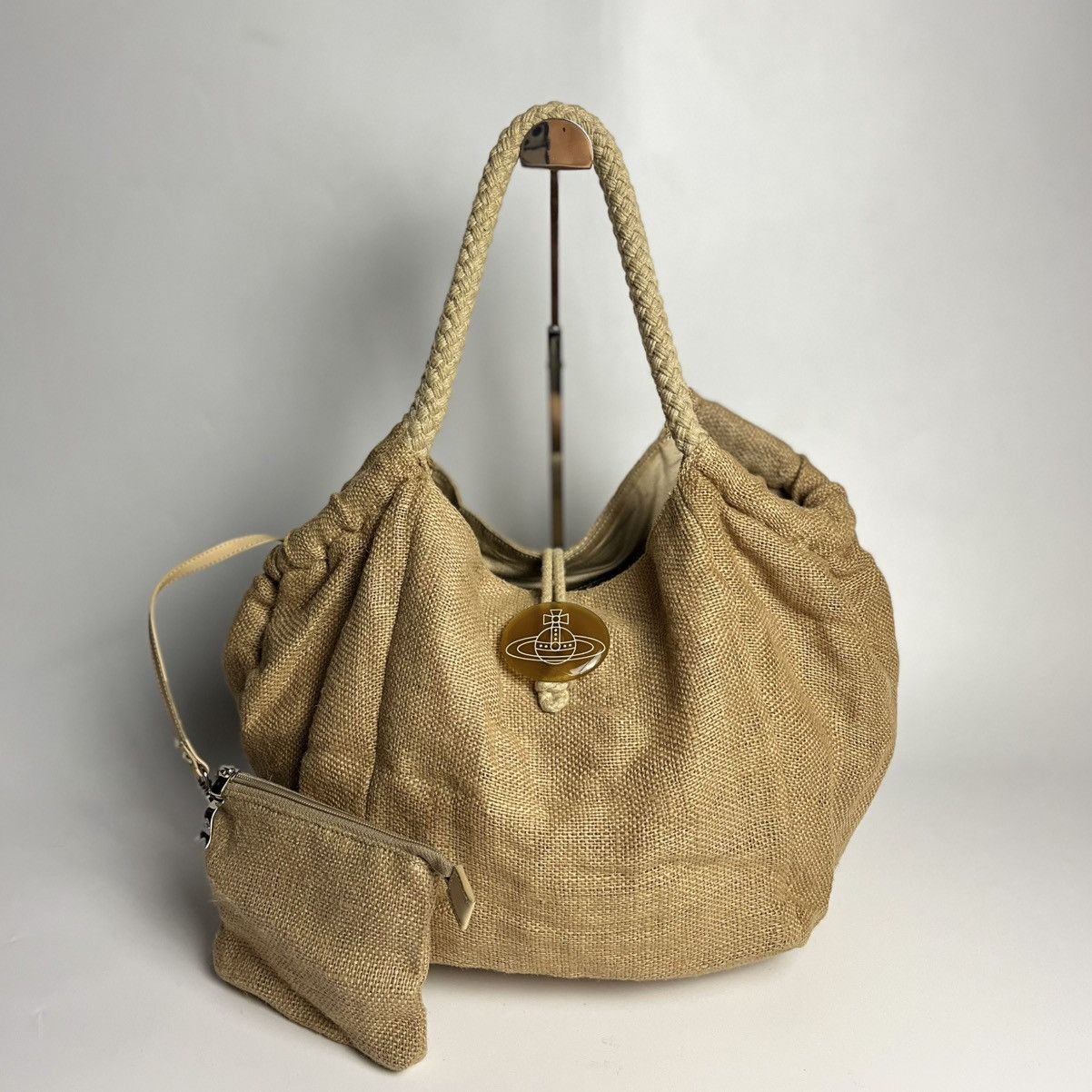 Vivienne Westwood Vivienne Westwood Beige Cloth Jute Hand Bag Size ONE SIZE - 1 Thumbnail