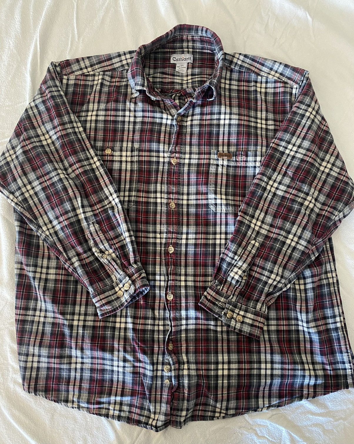 Carhartt Vintage Carhartt Red White Plaid Button Up Size US XXL / EU 58 / 5 - 1 Thumbnail