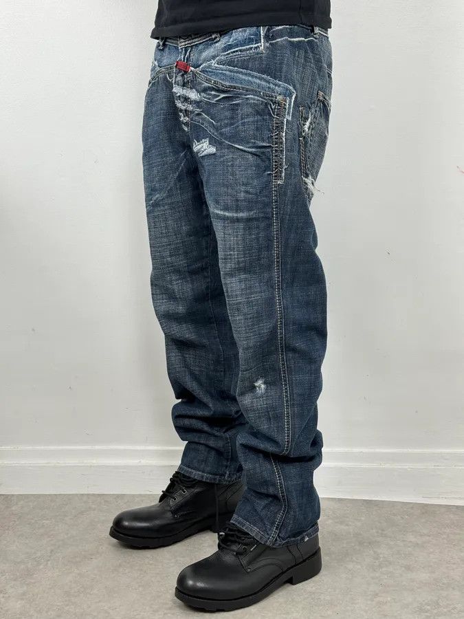 Marithe + Francois Girbaud 2000s Marithé + François Girbaud Blue Large Rebel Denim Jeans Size US 34 / EU 50 - 2 Thumbnail