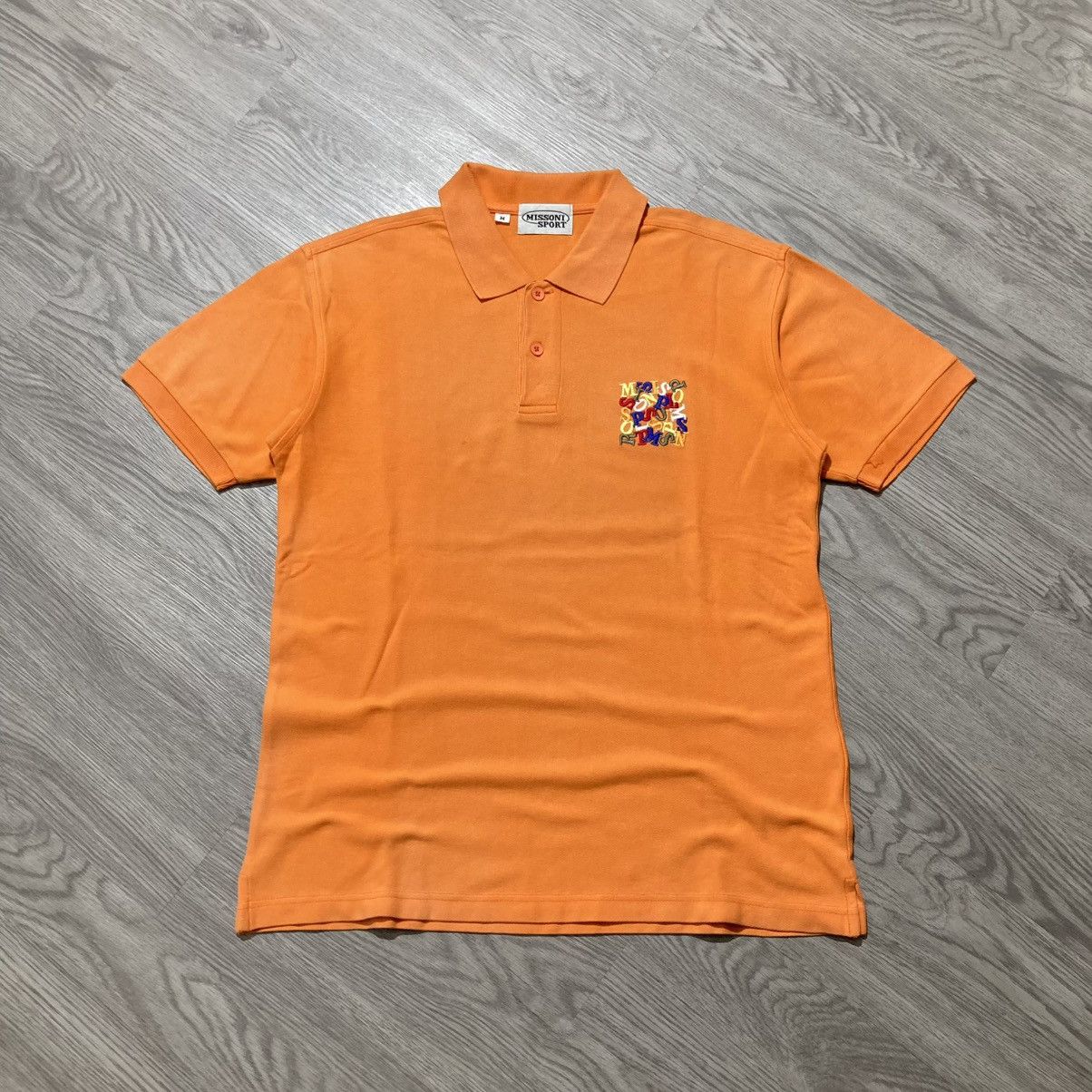 Missoni 1990s Vintage Missoni Sport Spellout Logo Polo Tshirt Orange Size US L / EU 52-54 / 3 - 1 Thumbnail
