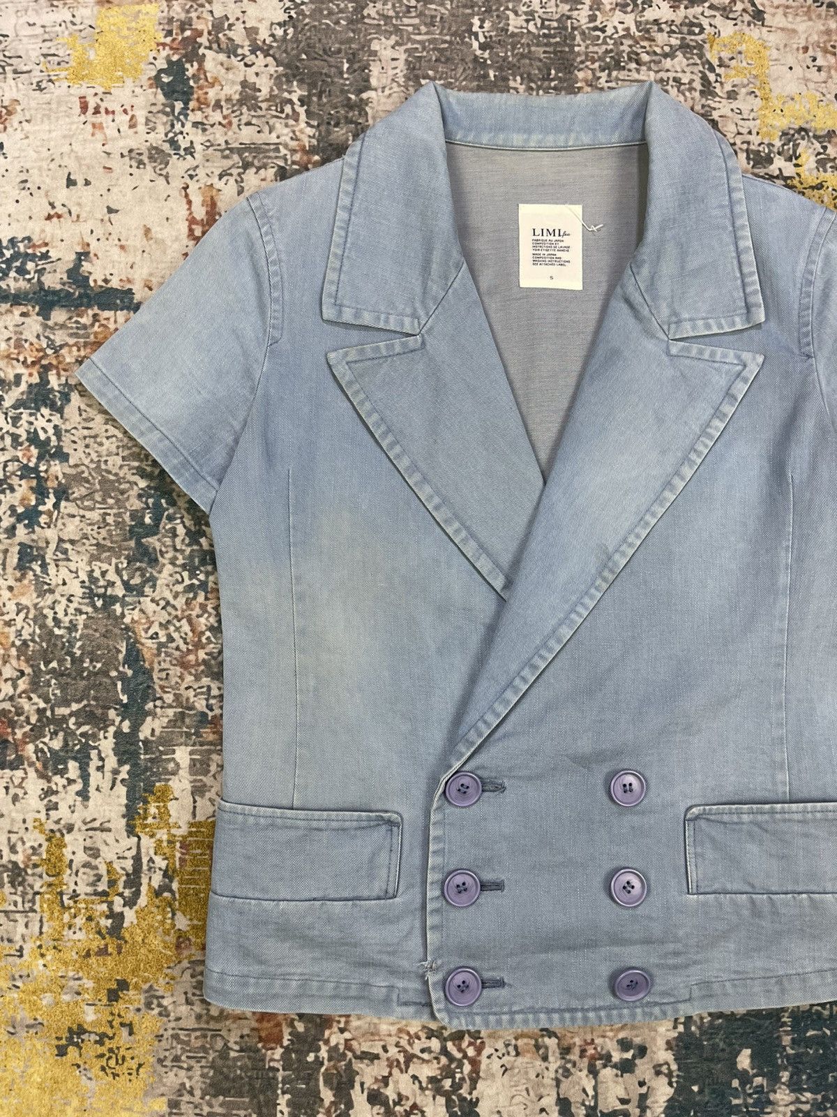 Limi Feu LIMI feu Cotton Crop Double Breasted Denim Jacket Size S / US 4 / IT 40 - 3 Thumbnail