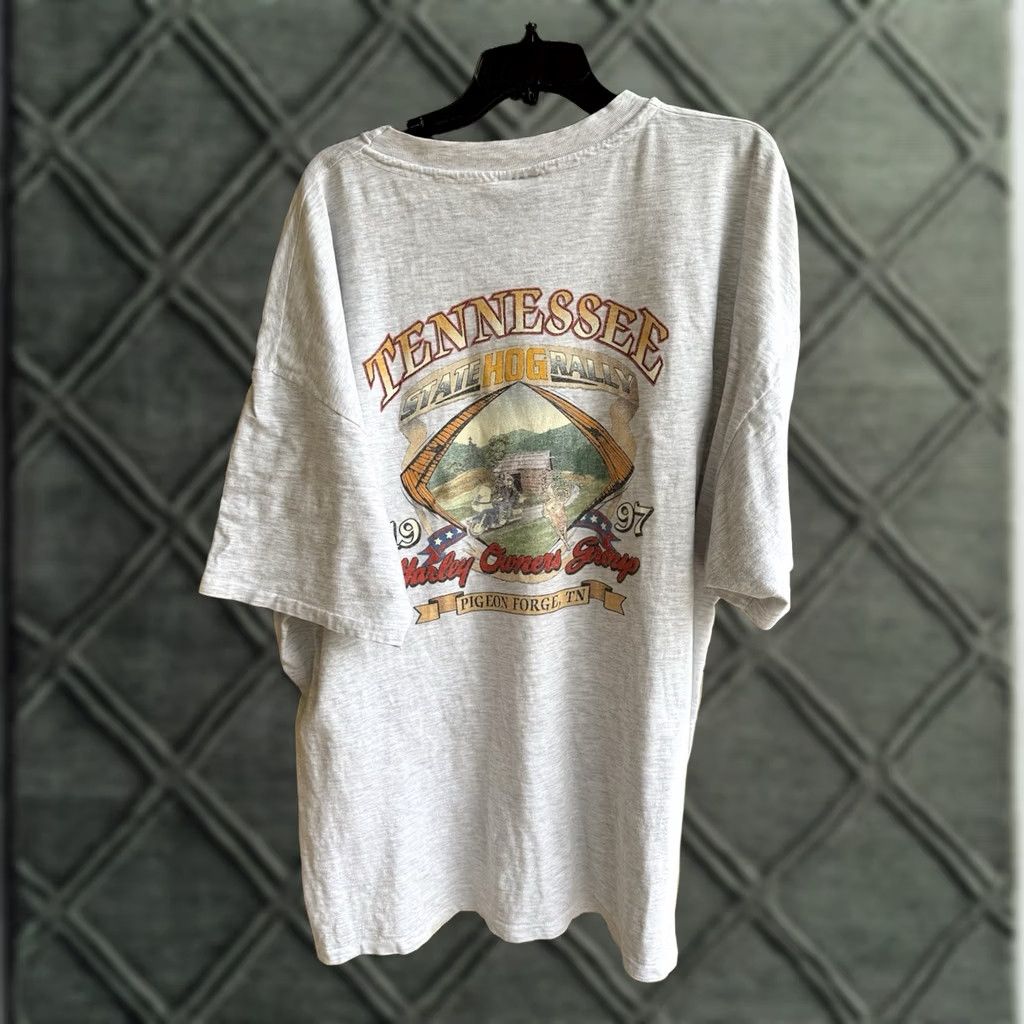 Harley Davidson VINTAGE Harley Davidson Tee 90s Tennessee Hog Rally T-Shirt 3XL Gray USA Made Mens Size US XXL / EU 58 / 5 - 1 Thumbnail