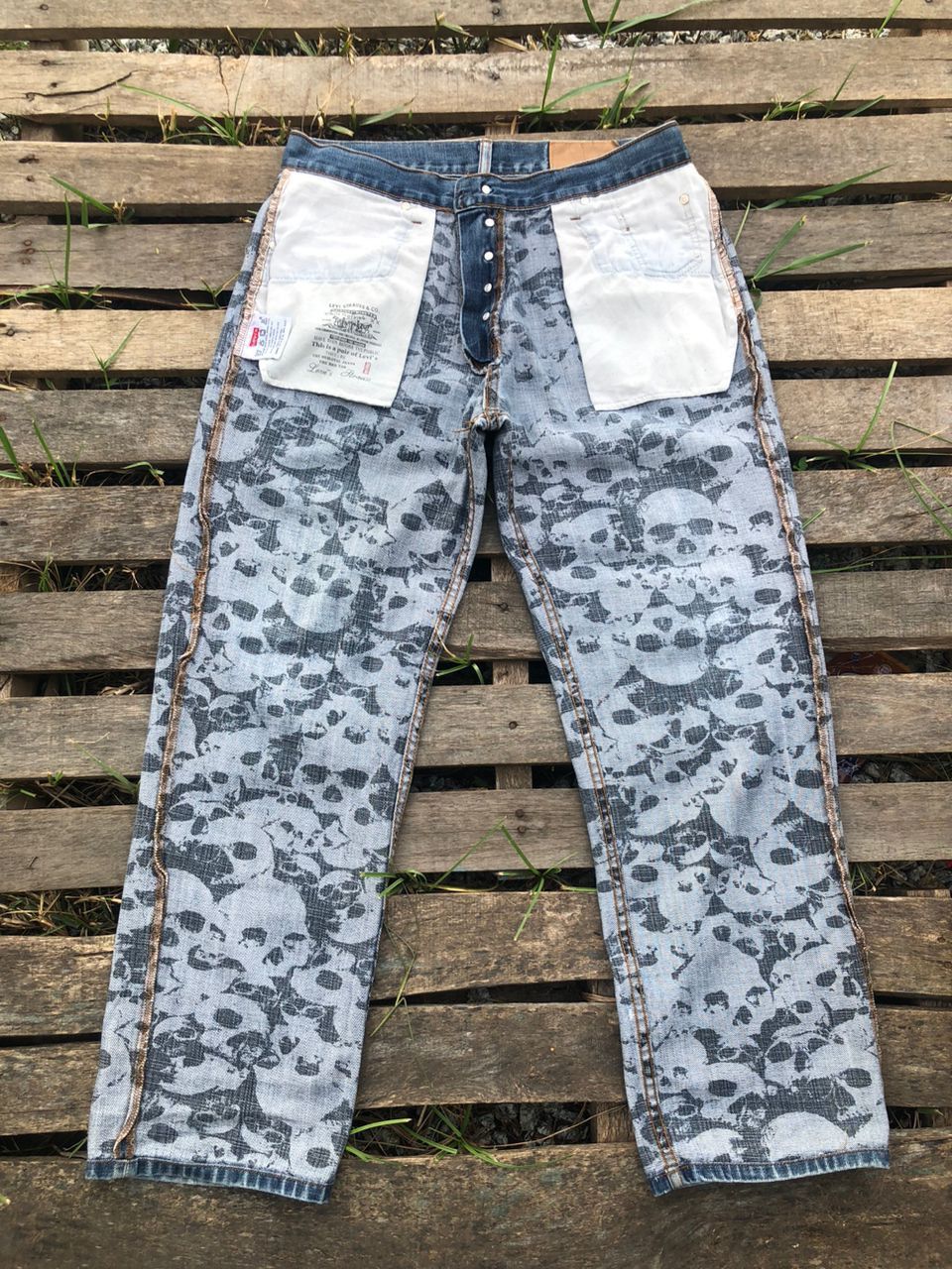 Levi's Vintage Levi's 501 Denim Jeans Skull Design Size US 33 - 1 Thumbnail