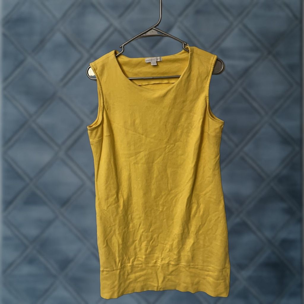 Vintage New York & Company Womens Dress Sleeveless Yellow Round Neck A-Line L Knee Length Casual Vintage No Size L / US 10 / IT 46 - 1 Thumbnail