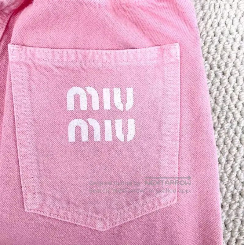 Miu Miu Miu Miu Pink Denim Logo Women's Shorts . Size 23" - 5 Thumbnail