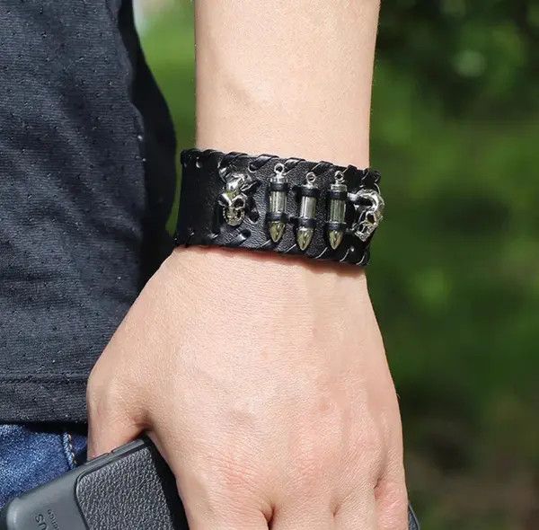 Leather Komura x azawa Skull Bullet Studded PU Bracelet Size ONE SIZE - 6 Thumbnail