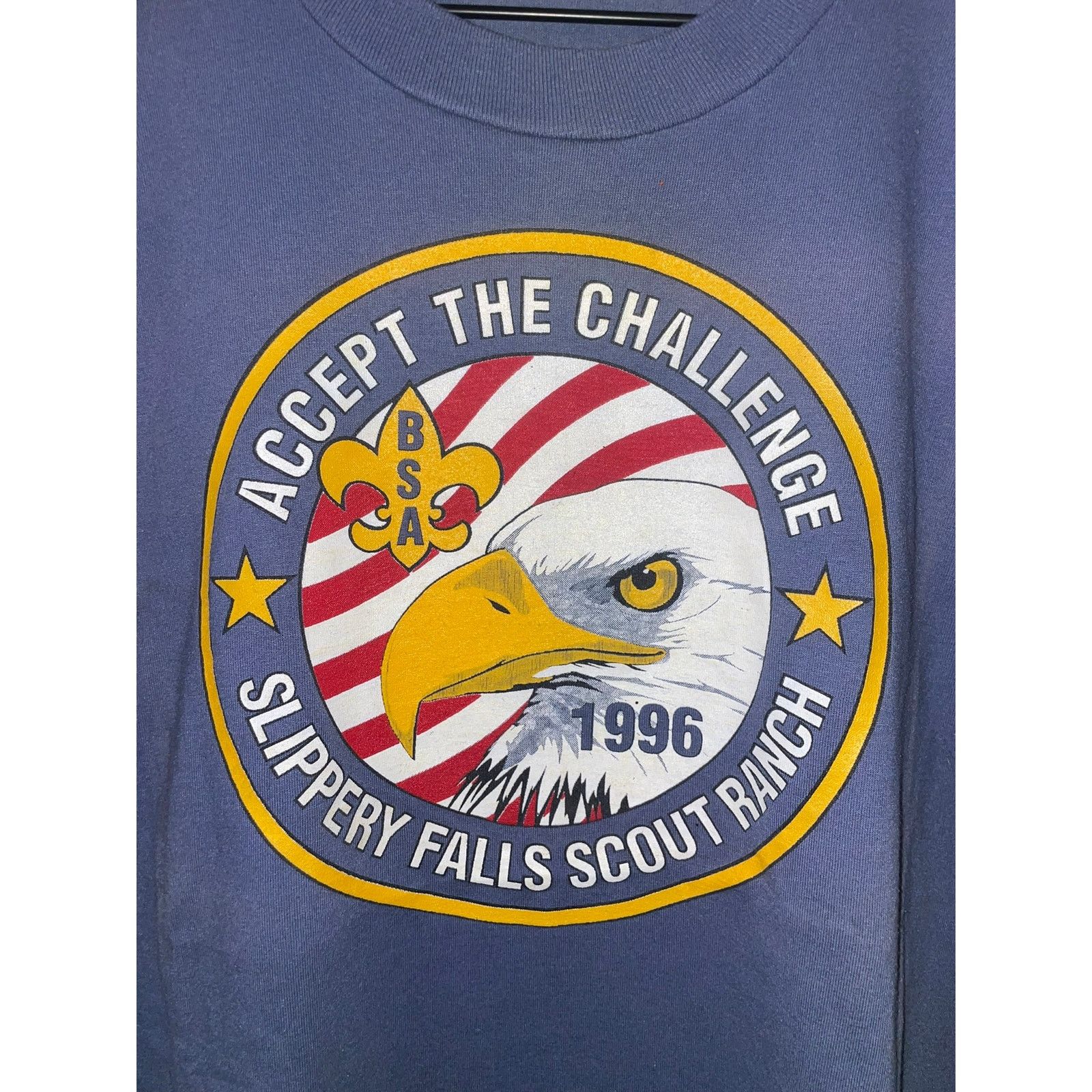 Fruit Of The Loom Vintage Boy Scouts Shirt BSA The Eagle Blue Tee 90s VTG XL Size US XL / EU 56 / 4 - 2 Thumbnail