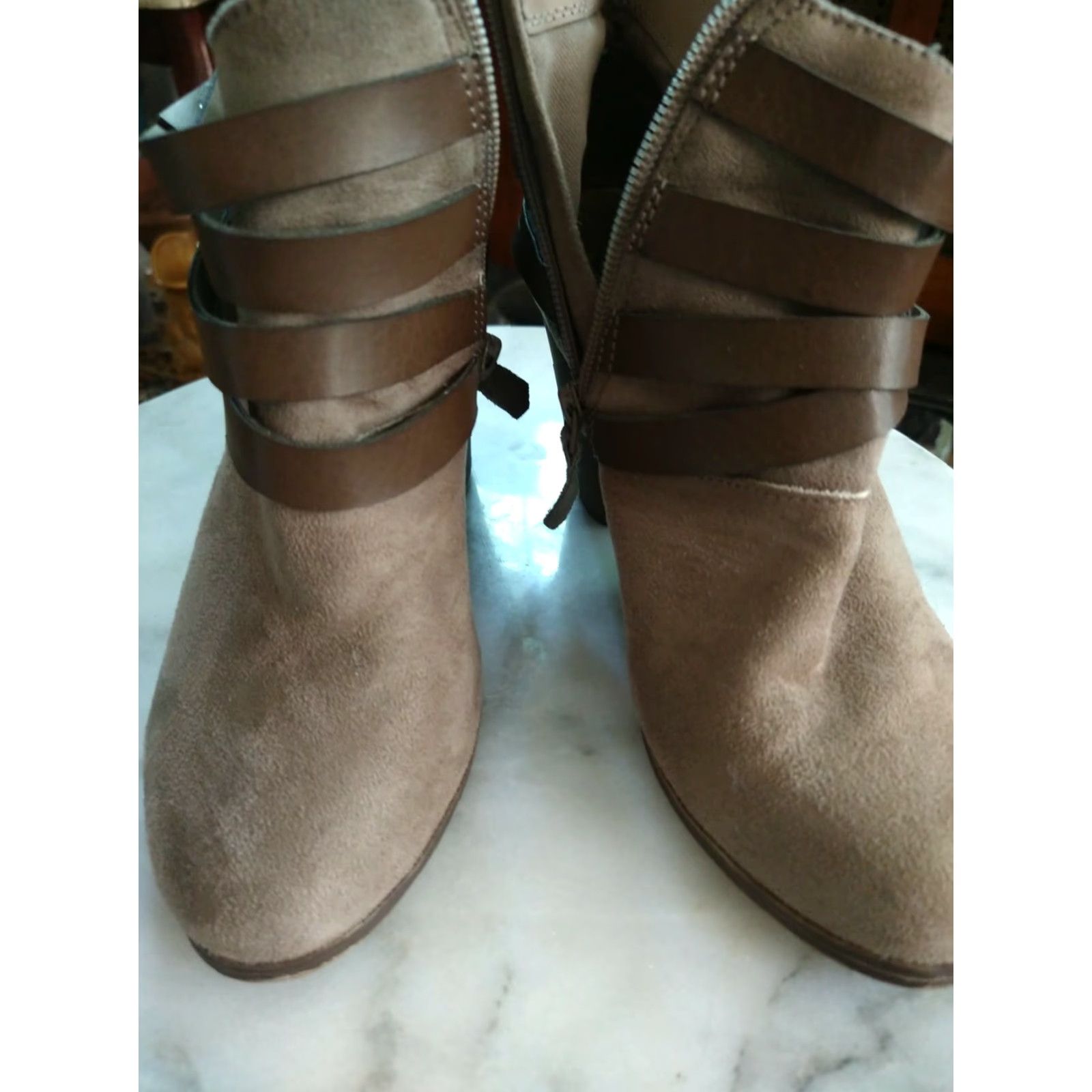 Vintage VINTAGE MaterialGirl Boots Chelsea Women Brown Faux Suede Leather Straps Size 6.5 High Heel 3 in Womens Size US 7 / IT 37 - 2 Thumbnail
