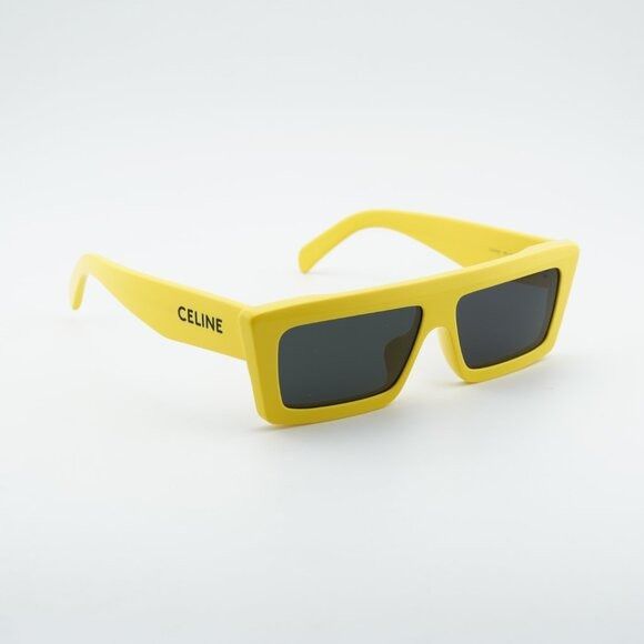 Celine Celine CL40214U 39A Sunglasses Yellow Rectangle Frame, Grey Size ONE SIZE - 5 Thumbnail