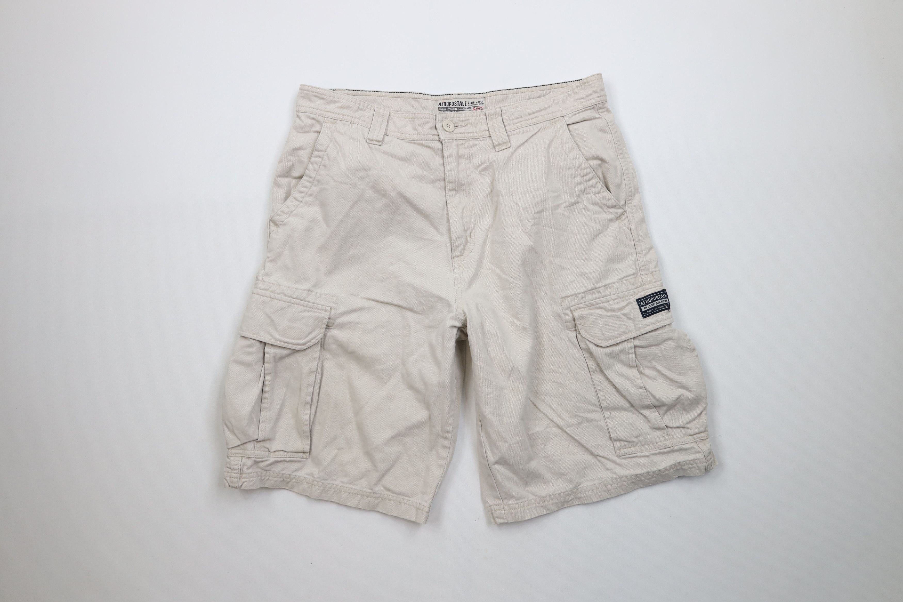 Aeropostale × Vintage Vintage 90s Y2K Aeropostale Heavyweight Cargo Shorts Beige Size US 32 / EU 48 - 1 Thumbnail