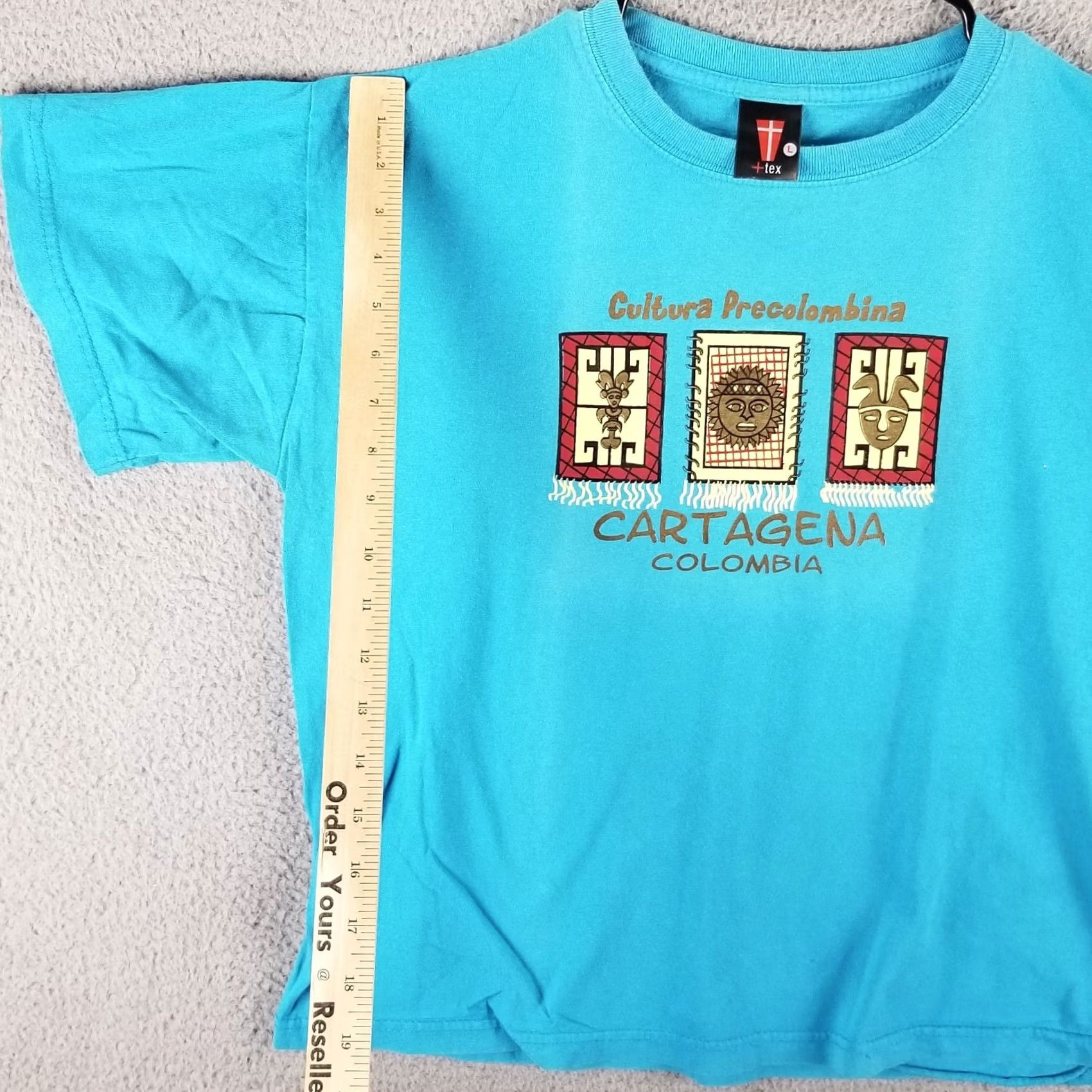 Vintage Vintage Cartagena Columbia T-SHIRT Adult Large Blue Aztec Culture Logo Pirate Fisherman Men Crew Neck Short Sleeve Cotton T-Shirt (Regular) Mens Size US L / EU 52-54 / 3 - 4 Thumbnail