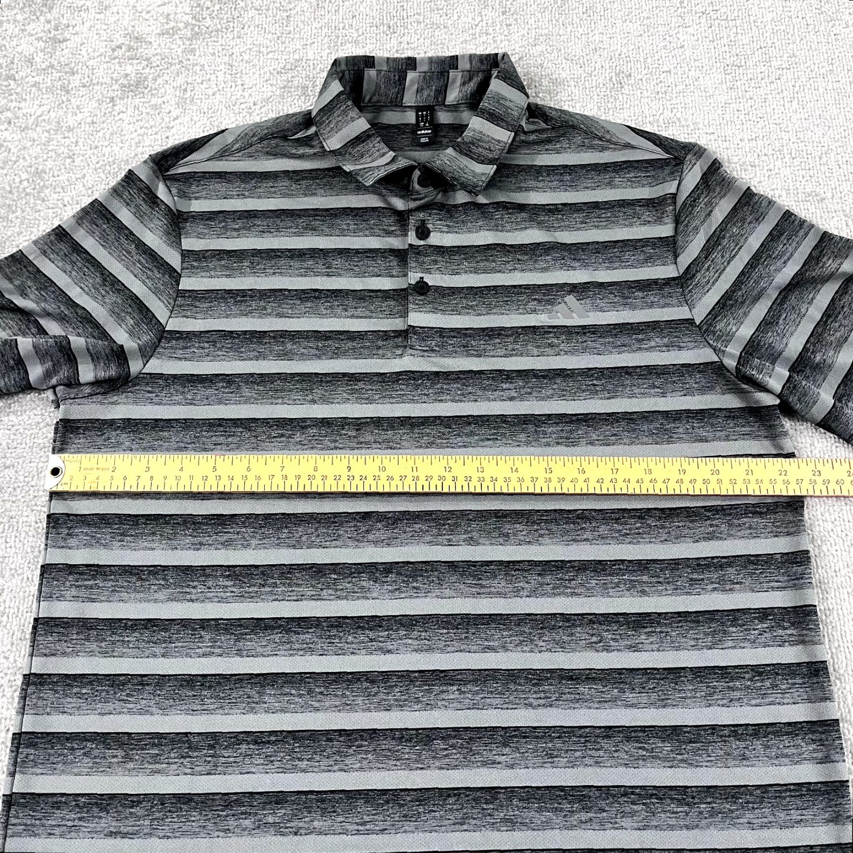 Adidas ADIDAS Polo Shirt Mens Large Gray Striped Golf Performance Sport Stretch Casual Size US L / EU 52-54 / 3 - 5 Thumbnail