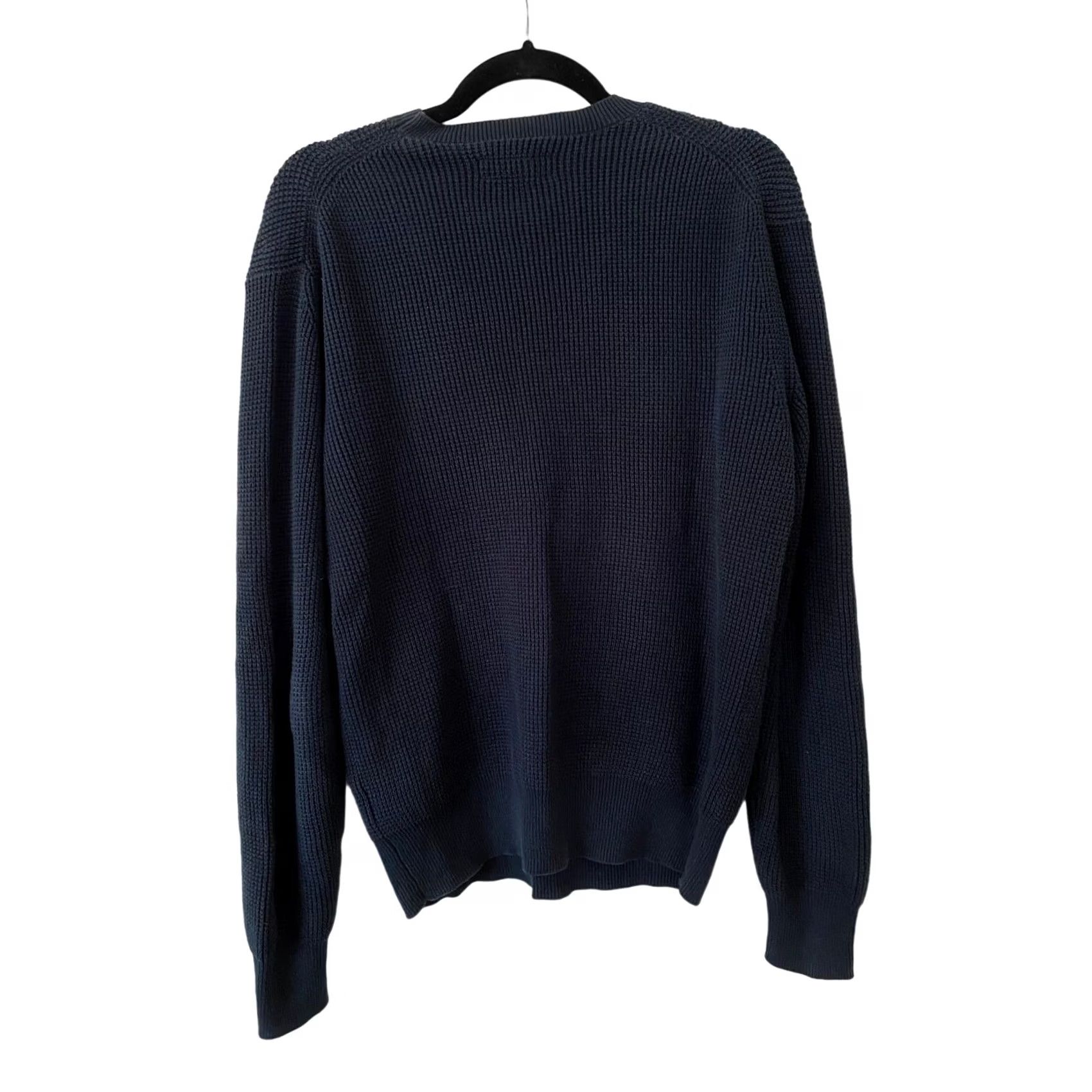Allsaints AllSaints Men Navy Blue Waffle Knit Pullover Sweater Ramskull Logo Small XS? Size US S / EU 44-46 / 1 - 2 Thumbnail