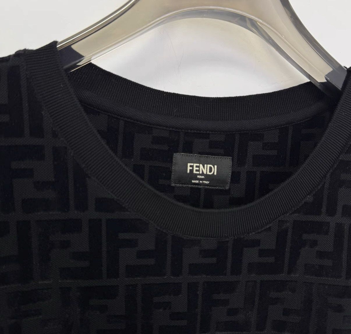 Fendi Fendi FF Monogram Print Short-Sleeve T-shirt in Black Size US M / EU 48-50 / 2 - 2 Thumbnail