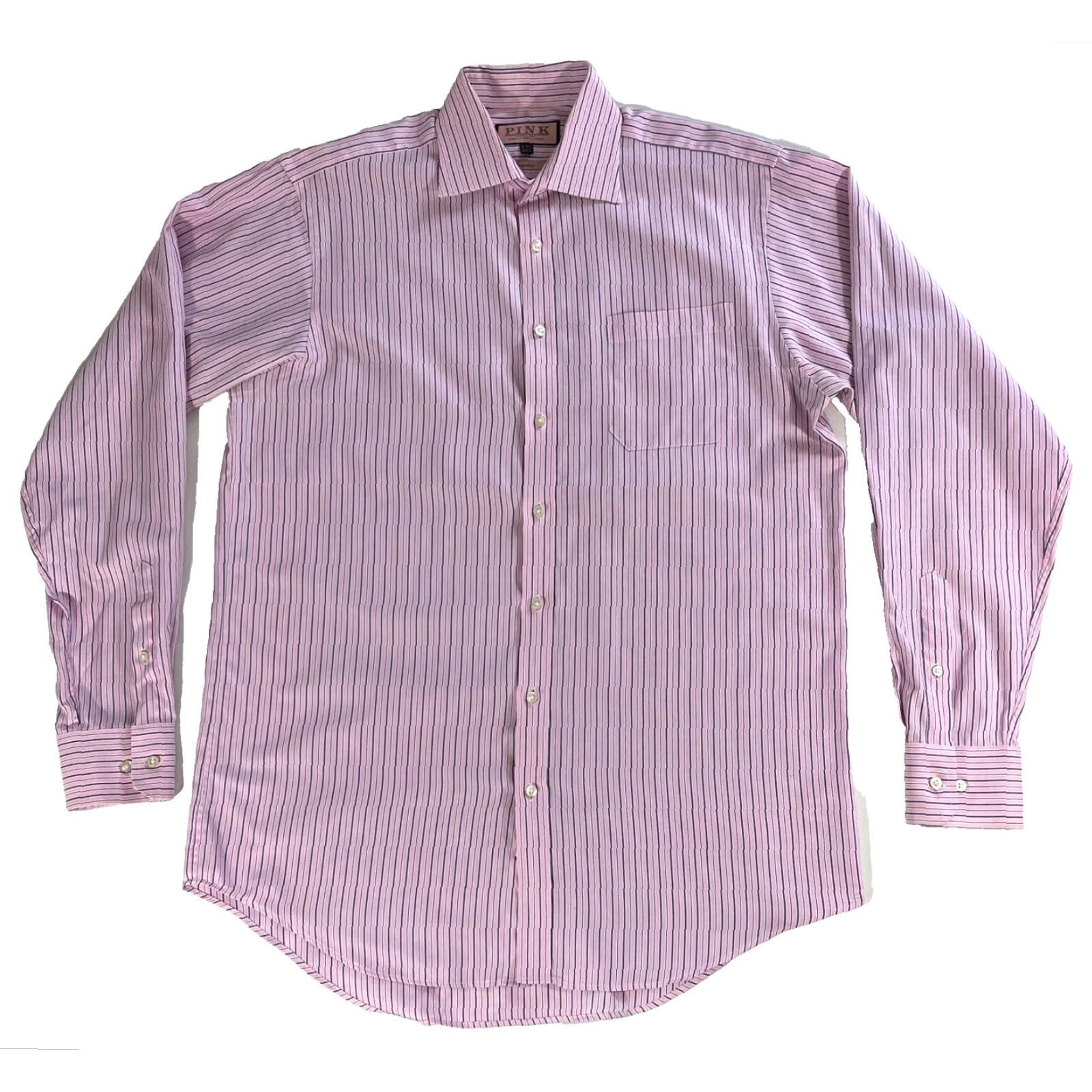 Pinko VINTAGE Men's Thomas Pink Traveller Shirt Striped Pink Sz 16 41-93cm 100% Cotton Dress Shirt Size US L / EU 52-54 / 3 - 3 Thumbnail