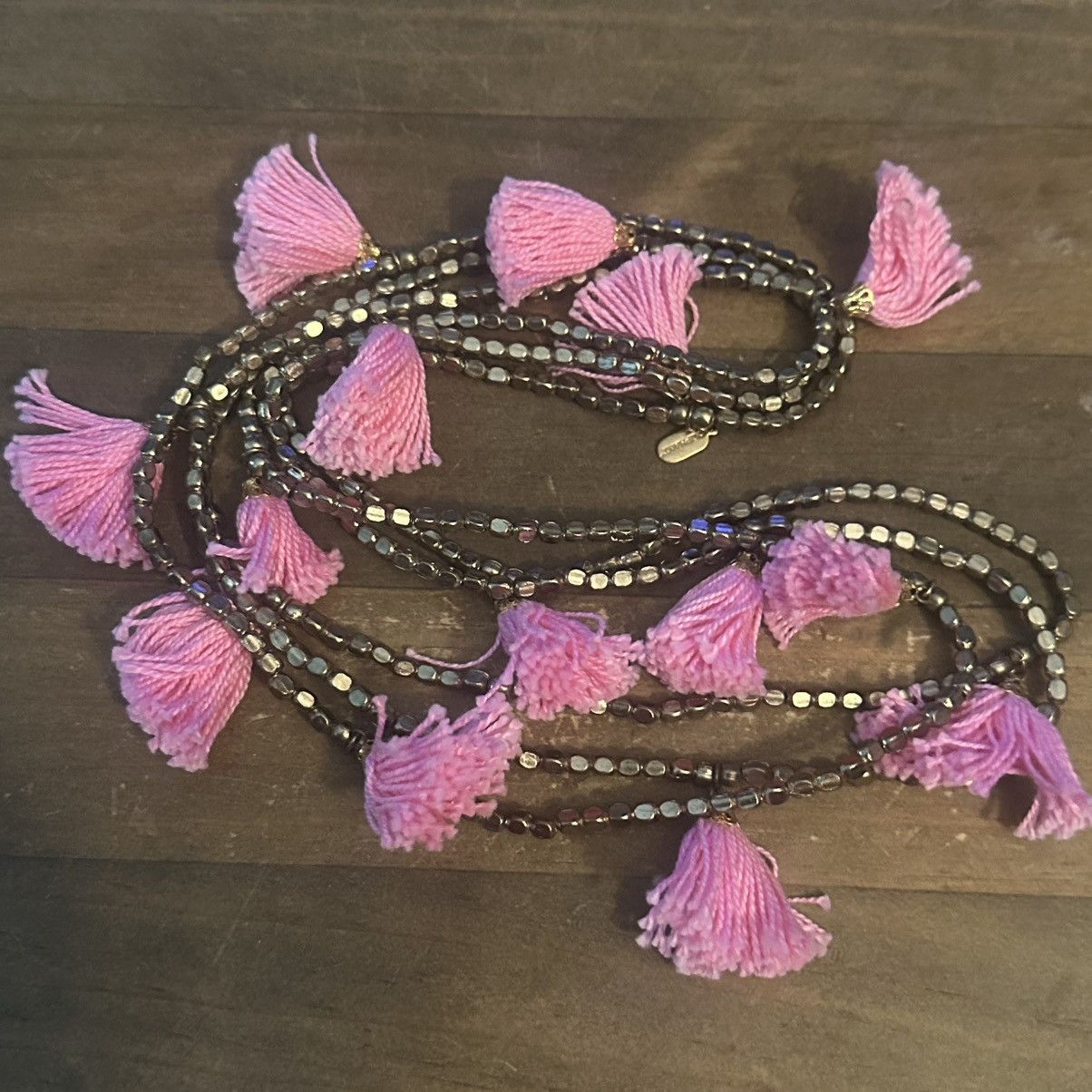 Oliphant Oliphant long gold bead pink tassel necklace Size ONE SIZE - 3 Thumbnail