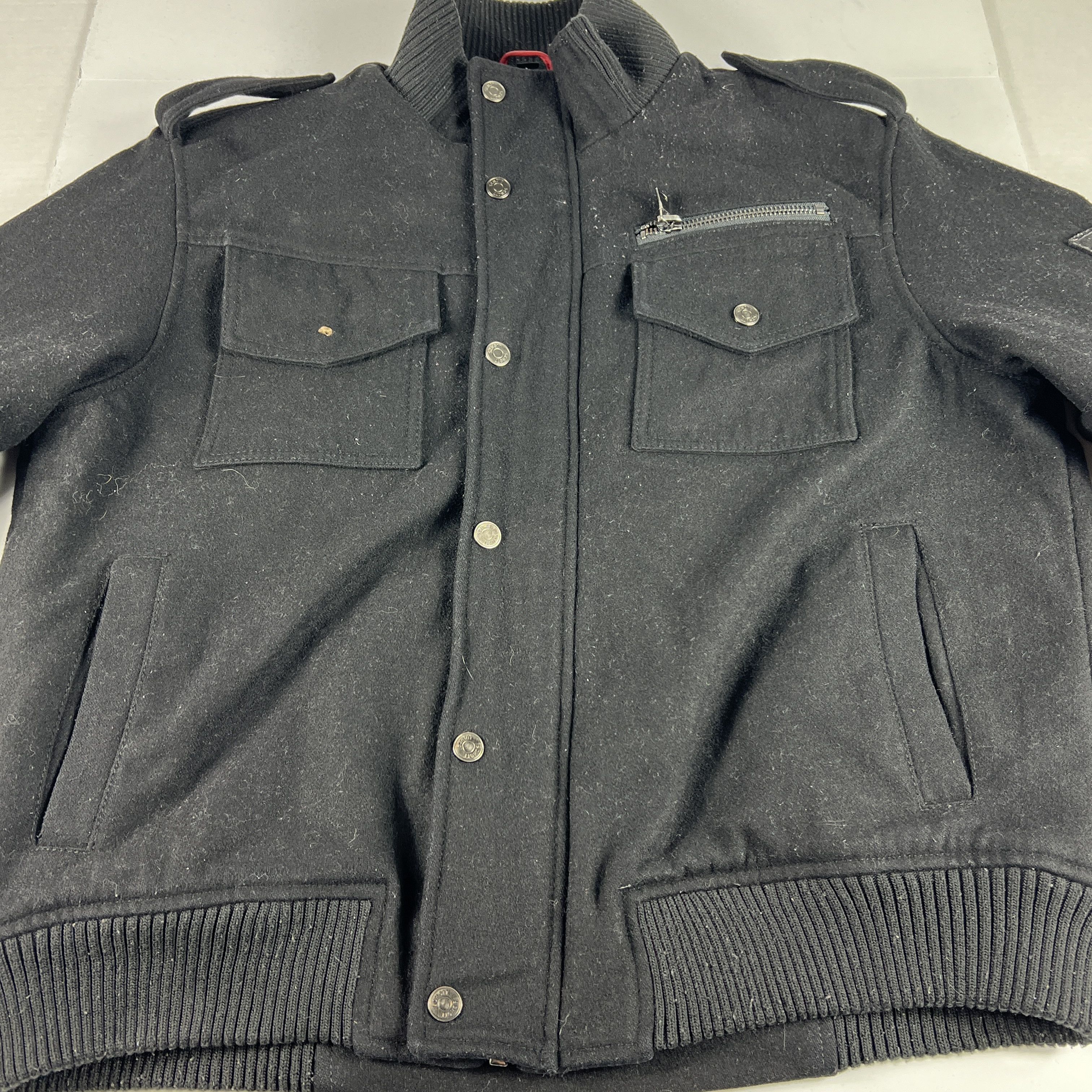 Schott Schott Jacket Black Faded Wool Blend Full Zip Bomber Pockets Size US XL / EU 56 / 4 - 4 Thumbnail