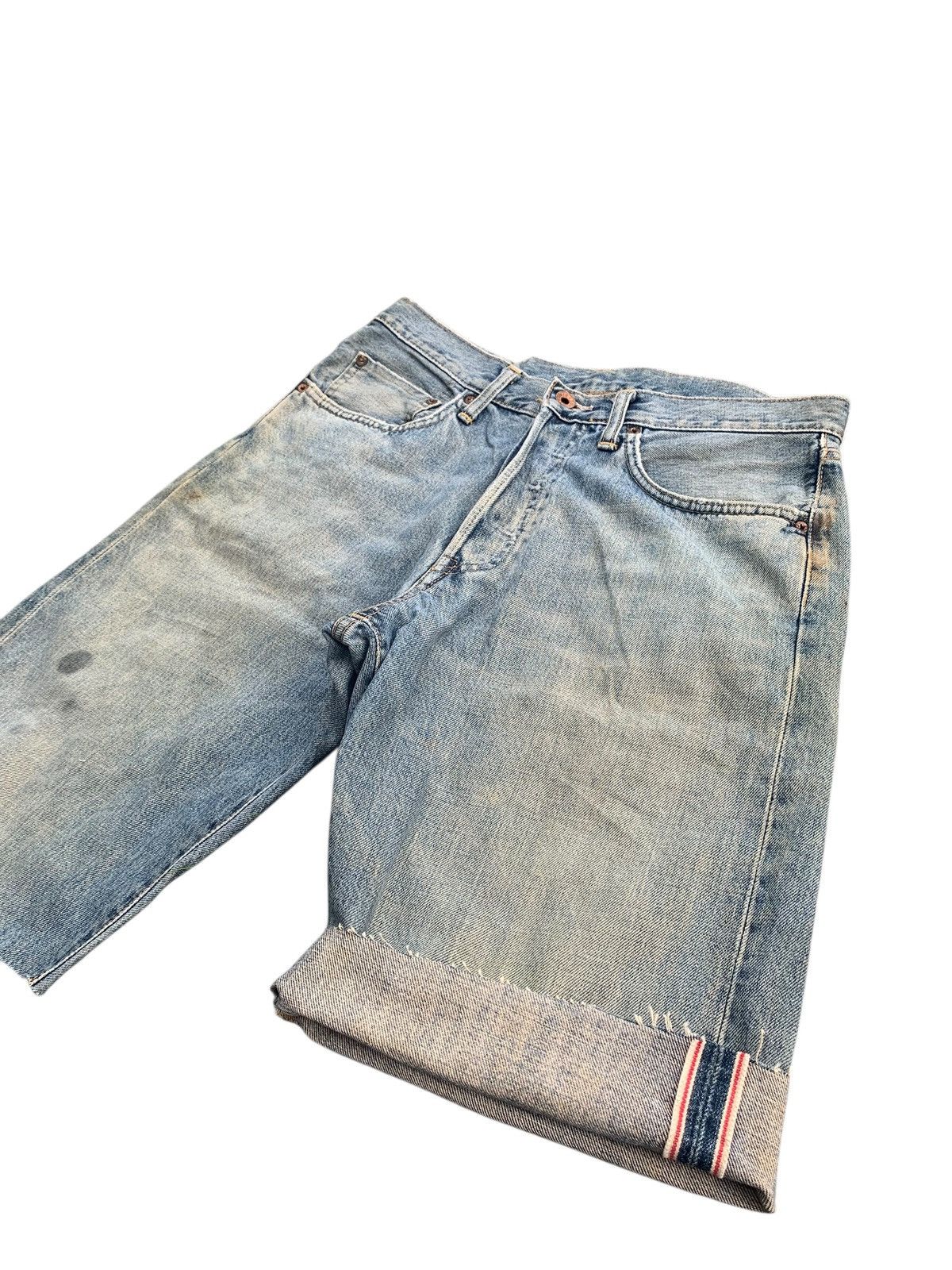 Kapital VINTAGE EDWIN 505 SELVEDGE SHORT JAPANESE DISTRESSED DENIM Size US 31 - 3 Thumbnail
