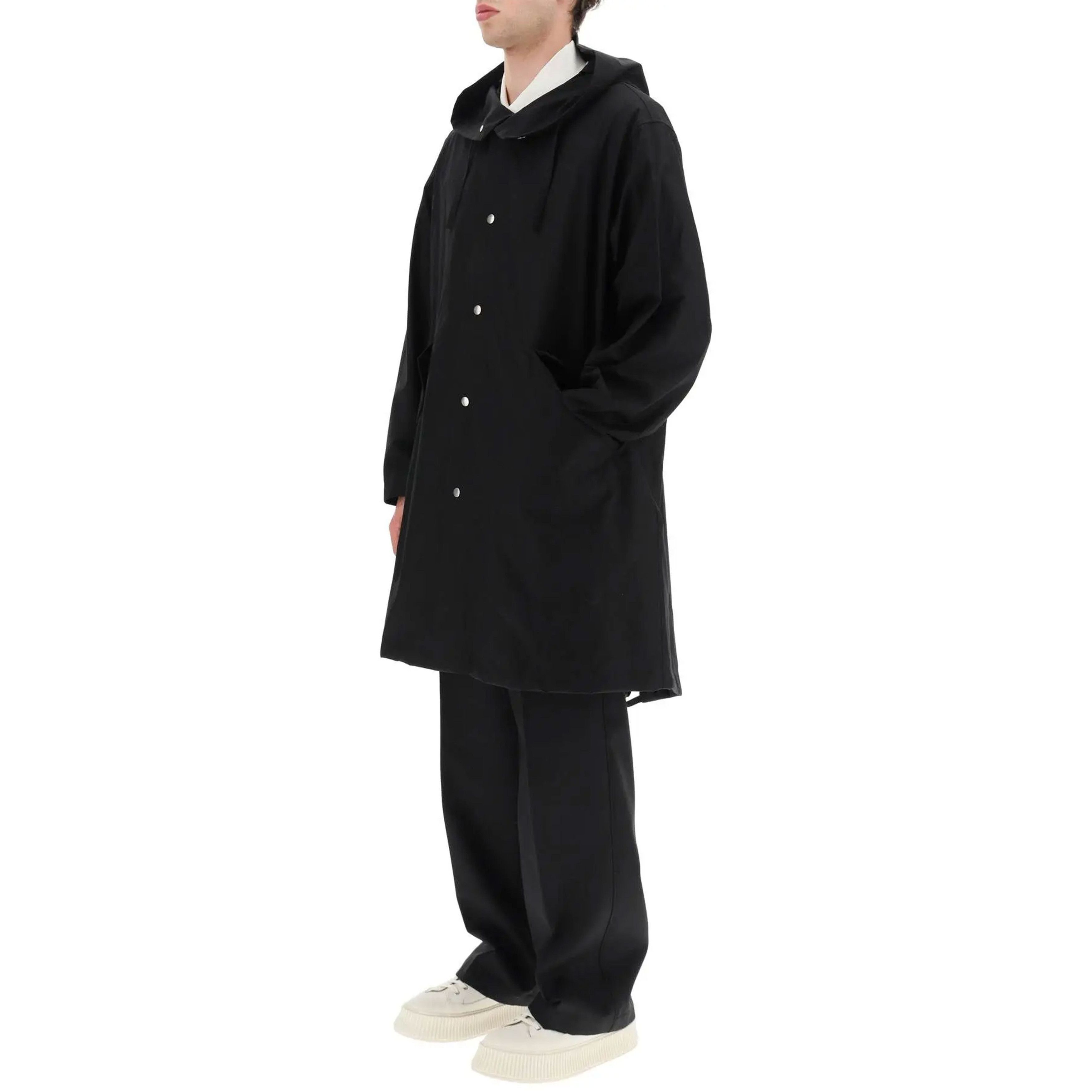 Jil Sander o1s1v1n0724 Cotton Logo Parka in Black Size US S / EU 44-46 / 1 - 4 Thumbnail