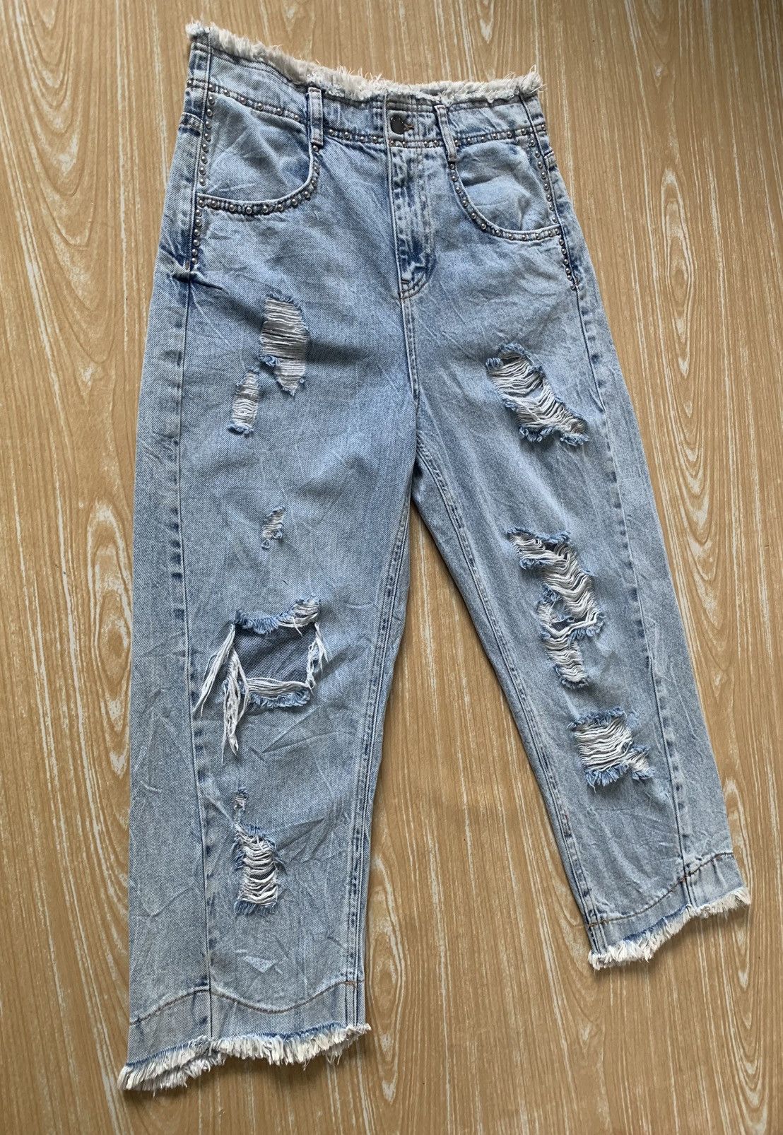 Designer × United Colors Of Benetton Distressed United Colors Of Benetton Stuck Denim Pant Size US 28 / EU 44 - 3 Thumbnail