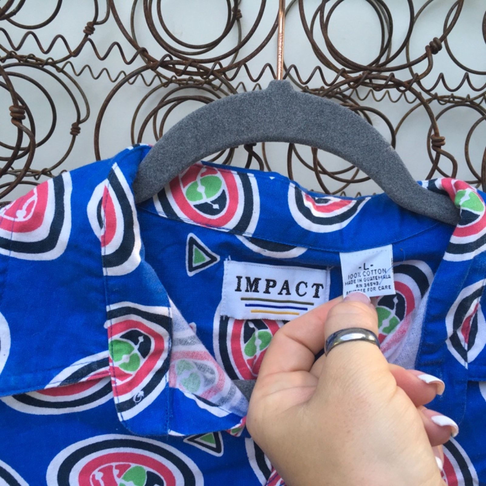 Vintage 90s Impact blue multi print abstract button down shirt LARGE Size US L / EU 52-54 / 3 - 3 Thumbnail