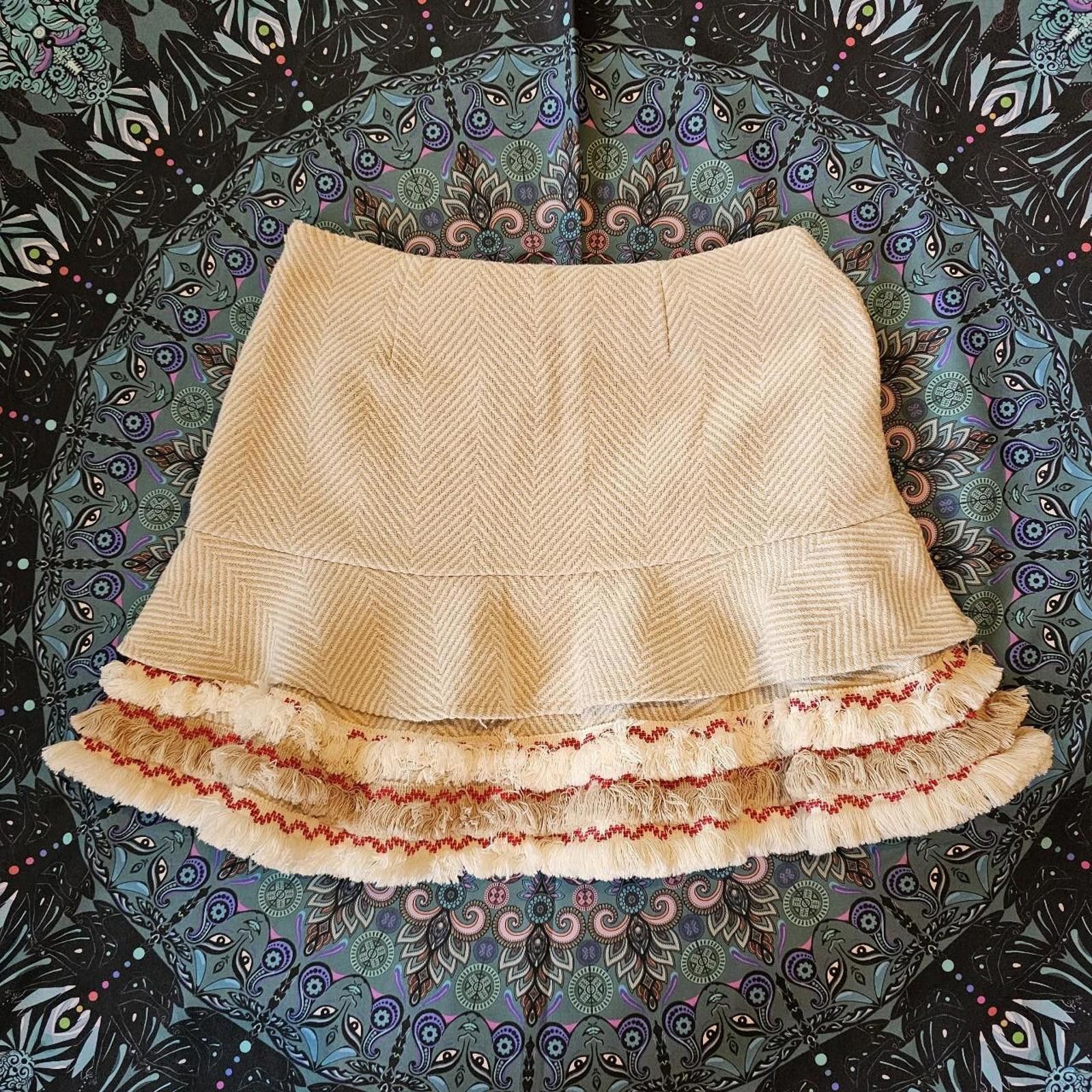 Designer Women's Cream and Red Free the Roses Skirt Size 28" / US 6 / IT 42 - 1 Thumbnail