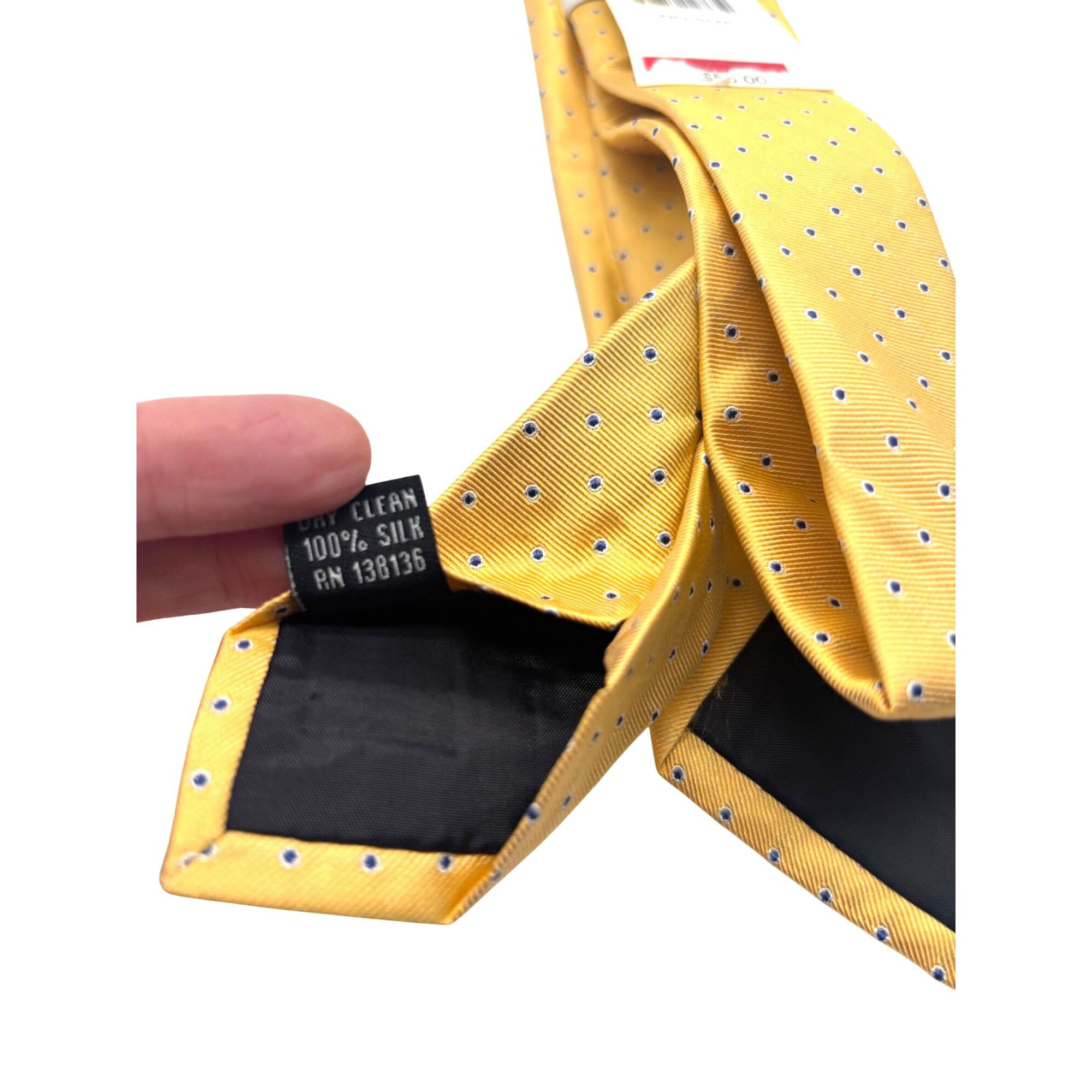 Perry Ellis Perry Ellis Portfolio Small Dot Men's Silk Tie,Yellow, OS Size ONE SIZE - 6 Thumbnail
