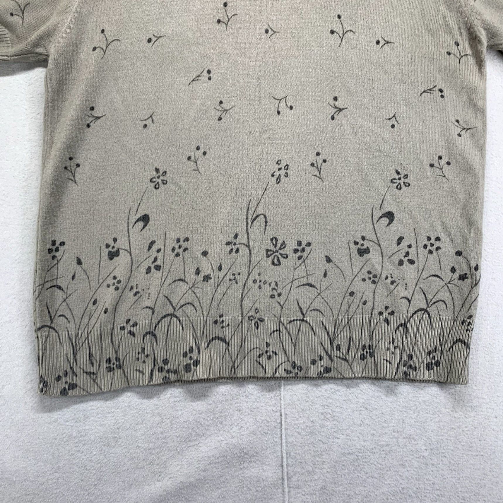 Vintage VINTAGE Sag Harbor Women's Knit Top Medium All Over Floral Print Gray Casual Blouse Bohemian Retro Peasant 90s Size M / US 6-8 / IT 42-44 - 4 Thumbnail