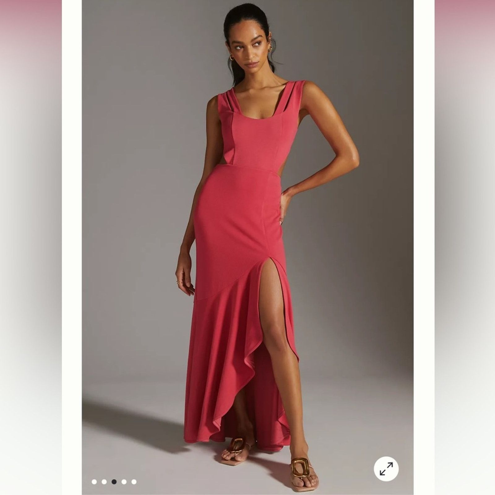 BLACK maxi cut-out fitted knit dress Anthropologie / Maeve