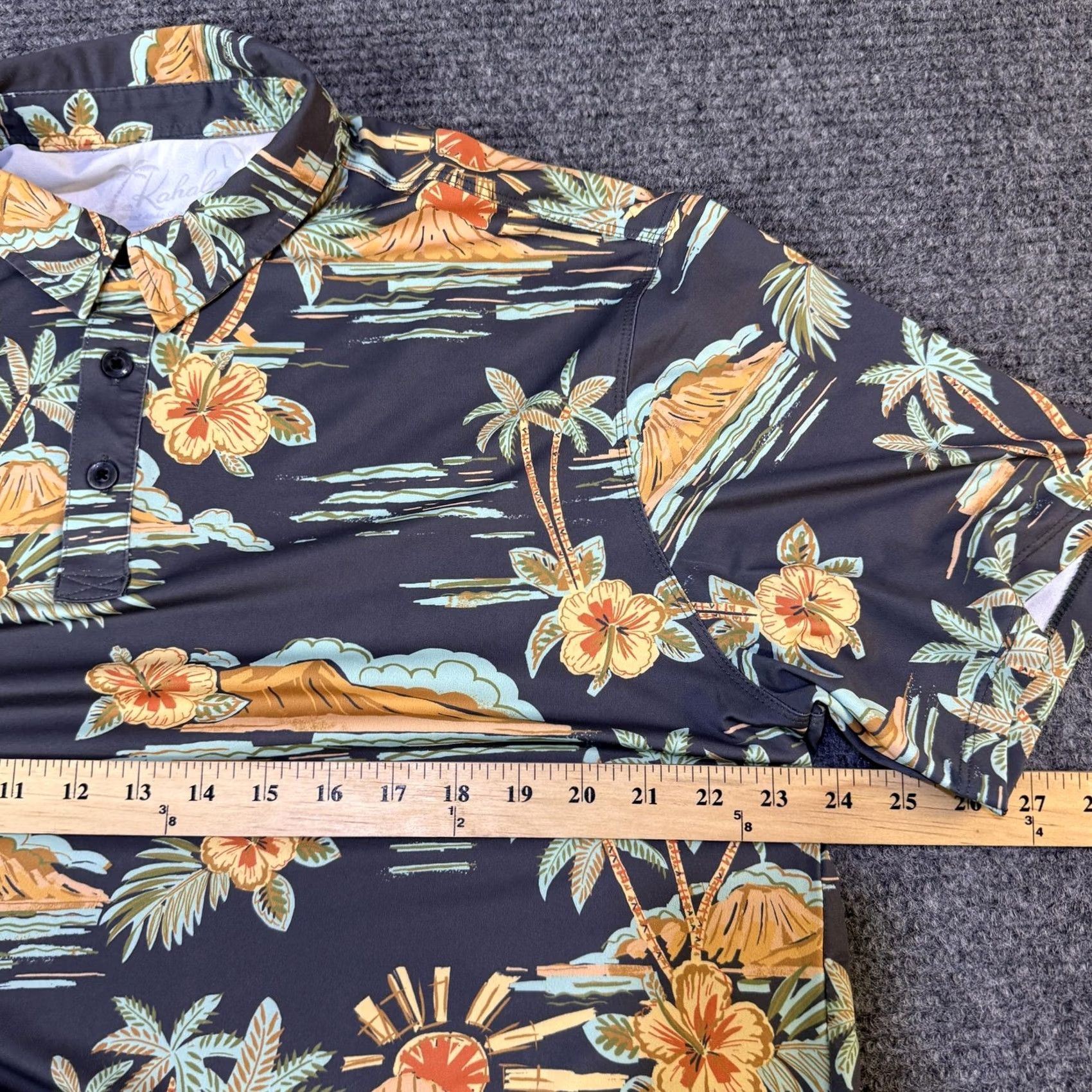 Vintage Kahala Polo Shirt Mens Large Gray Hawaiian Volcano Floral Tropical Golf Size US XL / EU 56 / 4 - 7 Thumbnail