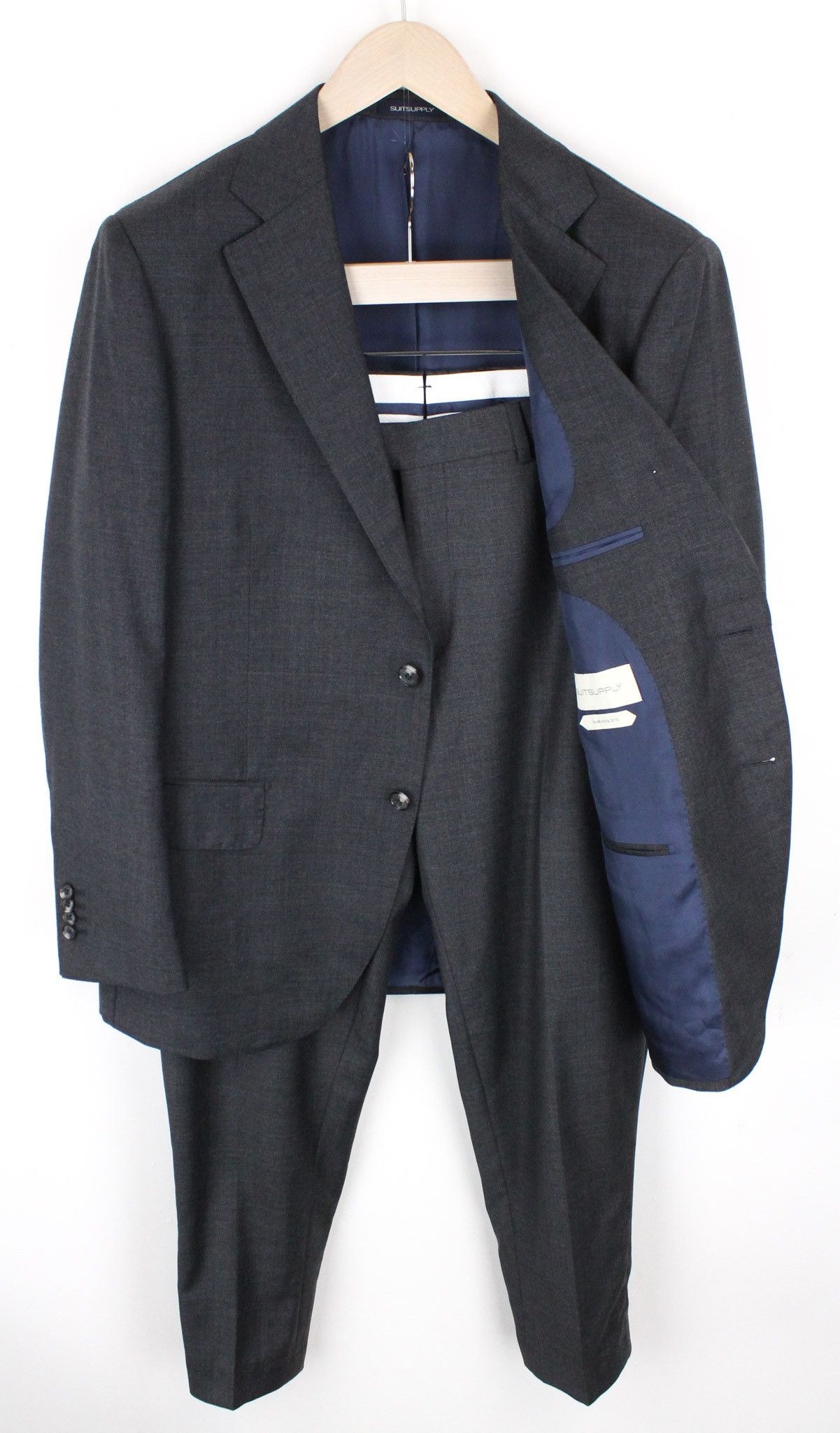 image of Suitsupply Lazio Uk44S Grey Slim Sharkskin Wool S110S Suit 69144, Men's