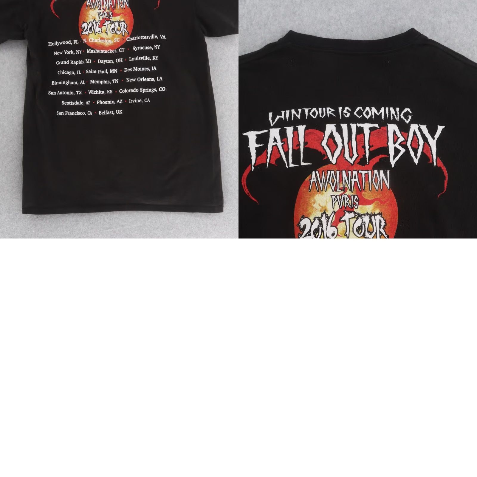 Vintage Fall Out Boy Awolnation Adult Medium Concert Tour 2016 Band Tee Short Sleeve Shirt Men M Black Womens Mens Size US 31 - 9 Thumbnail