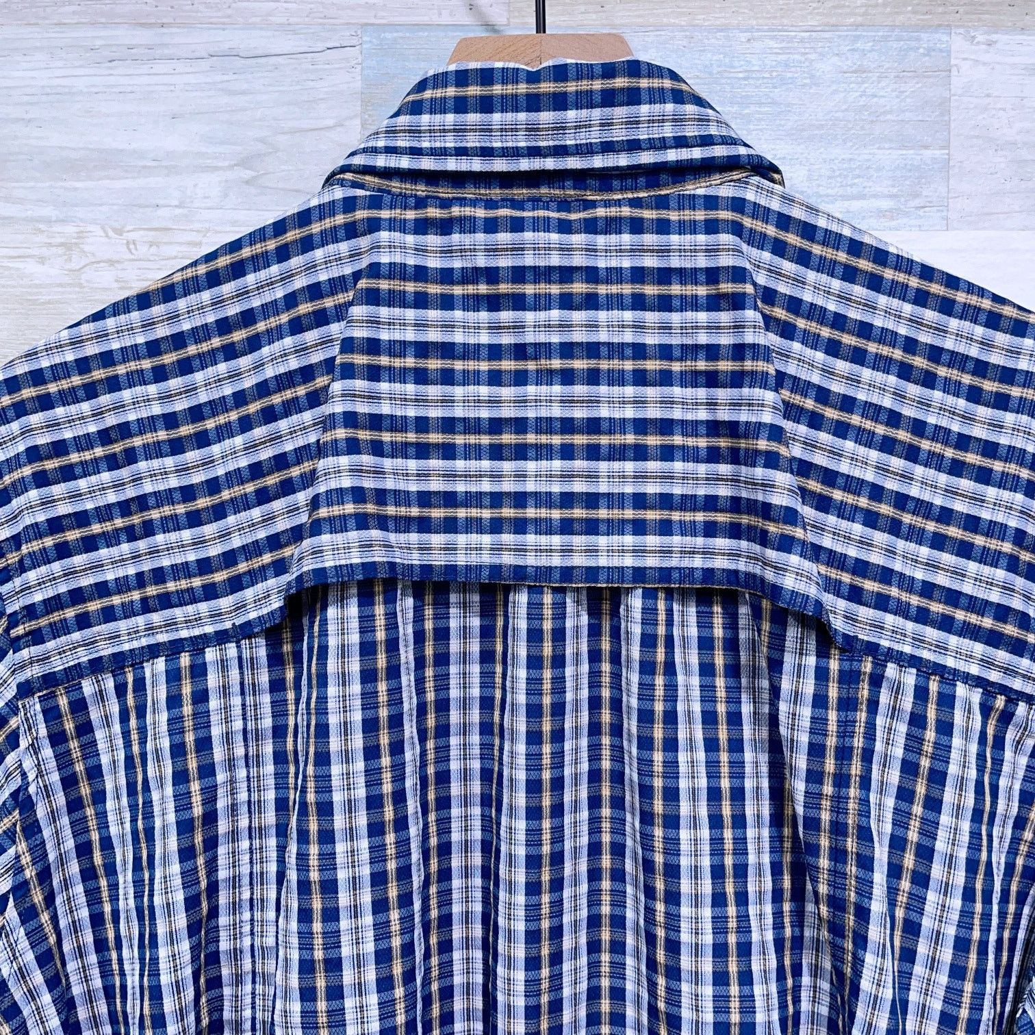 ExOfficio ExOfficio Short Sleeve Ventilated Shirt Blue Plaid Snap XL Size US XL / EU 56 / 4 - 4 Thumbnail