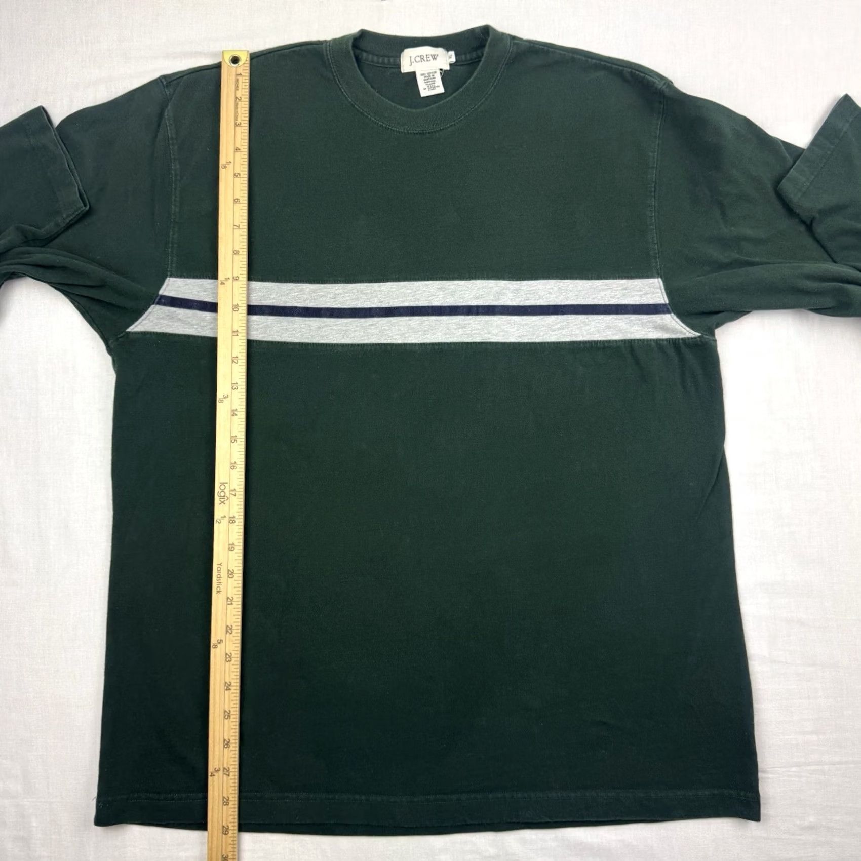 J.Crew VINTAGE J.CREW Long Sleeve Shirt Adult XL Striped Green Cotton Hipster 90s Y2K Mens Size US XL / EU 56 / 4 - 4 Thumbnail