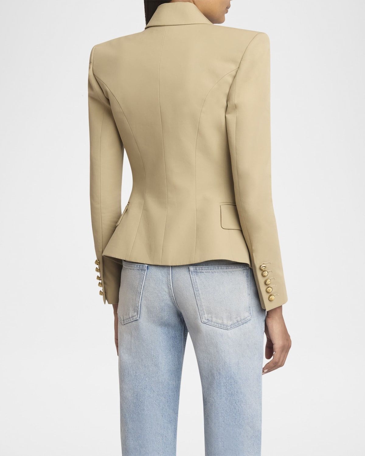 Balmain o1s1wg111025 6-Button Cotton Blazer in Beige Size L / US 10 / IT 46 - 6 Thumbnail