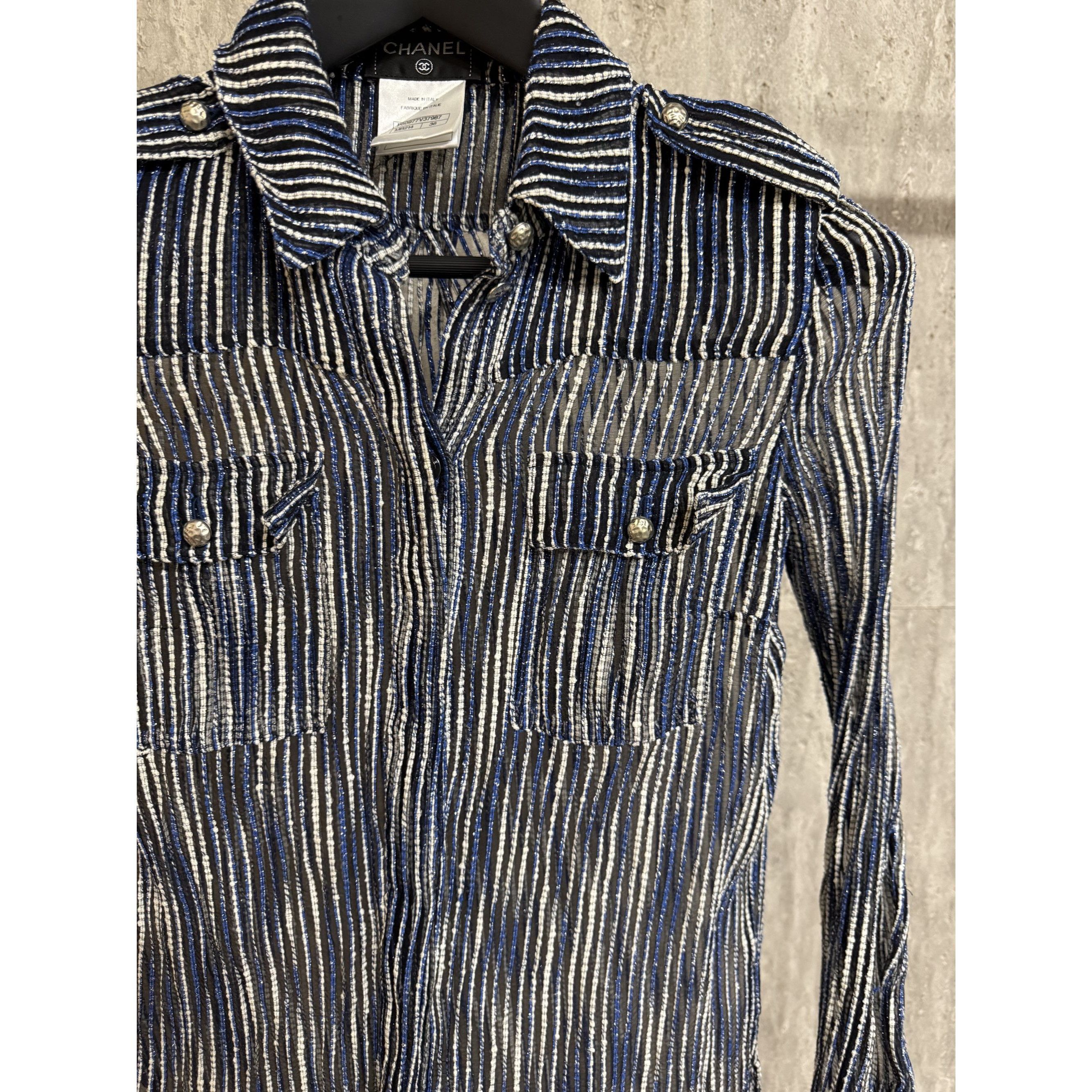 Chanel Chanel Sheer Striped Button-Up Shirt Size 36 Size XS / US 0-2 / IT 36-38 - 11 Thumbnail