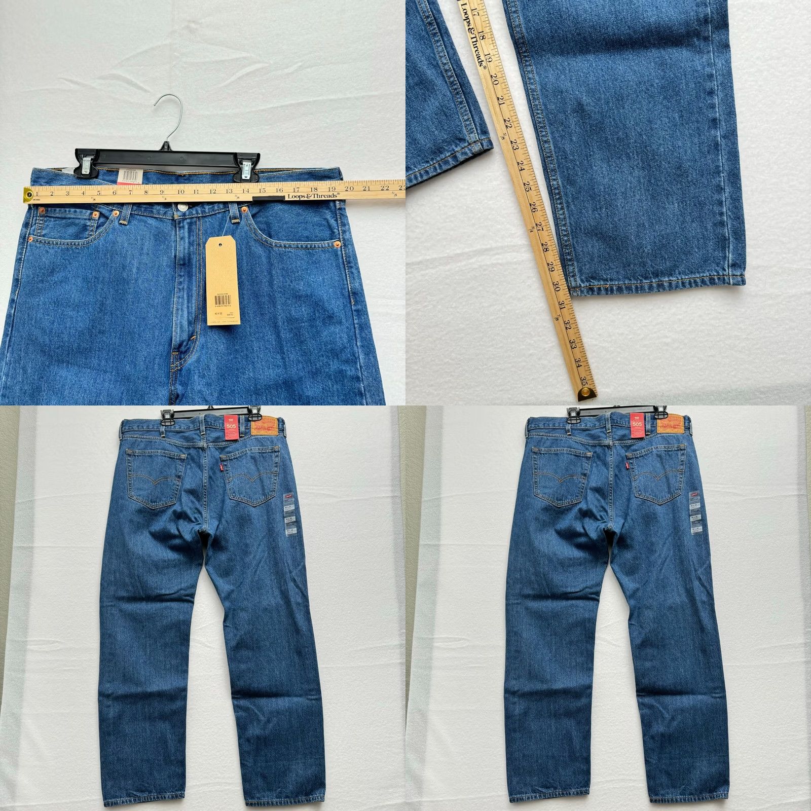 Levi's Levi's 505 Jeans Regular Straight 40x32 Stretch Medium Blue Denim Men Big & Tall Inseam 32 NWT Size US 40 / EU 56 - 8 Thumbnail