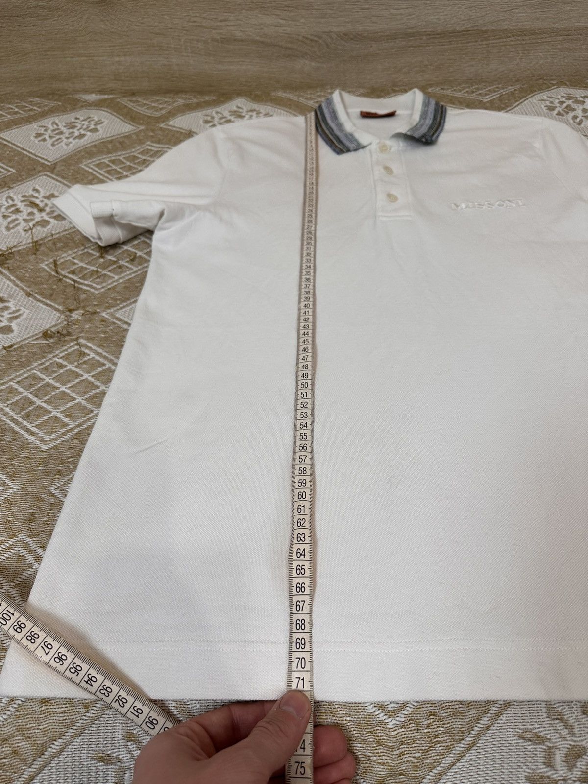 Missoni 🔥 Missoni White Space Dyed Polo Logo T Shirt Cotton Size US L / EU 52-54 / 3 - 9 Thumbnail