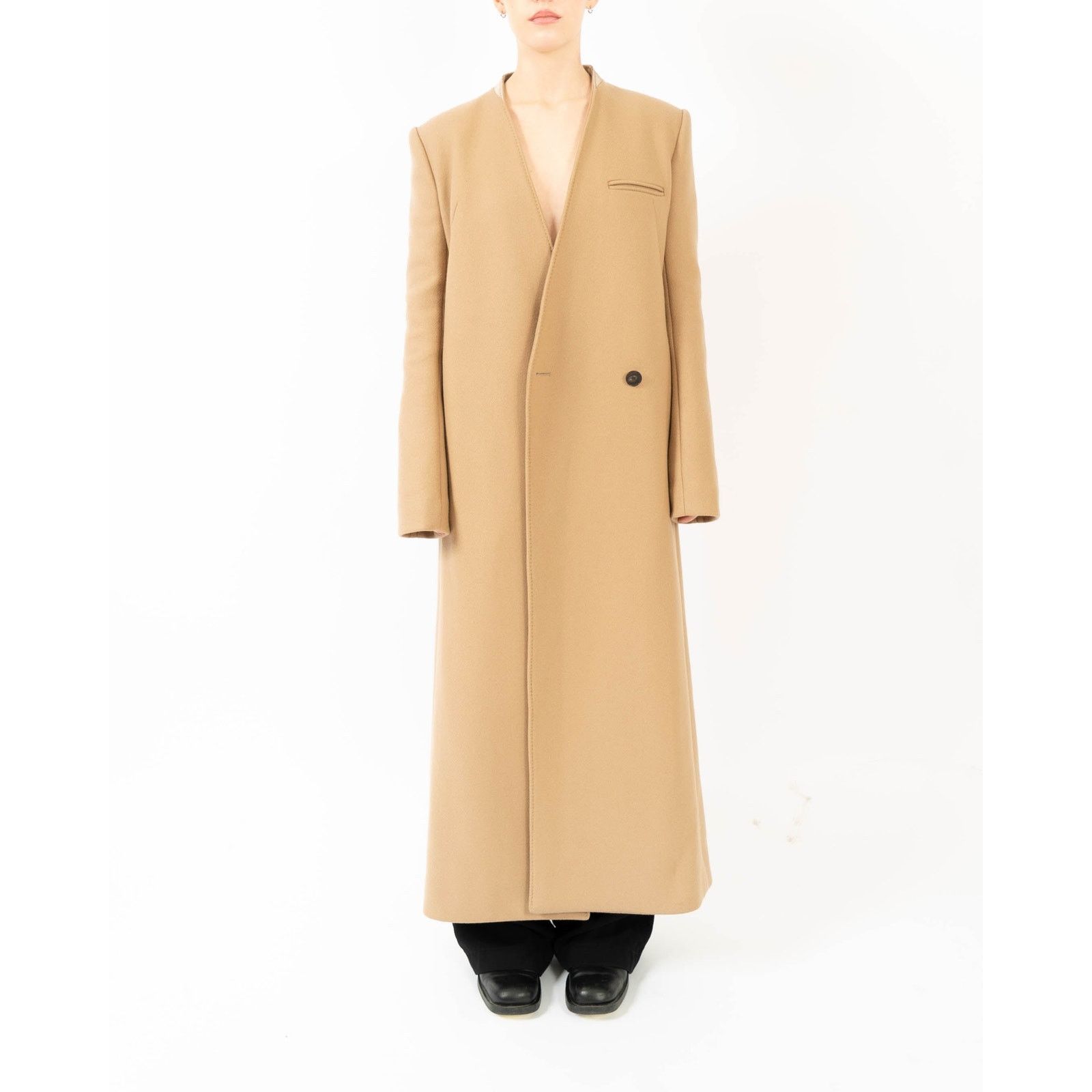 Haider Ackermann FW20 Beige Wool Collarless Longcoat Size S / US 4 / IT 40 - 4 Thumbnail