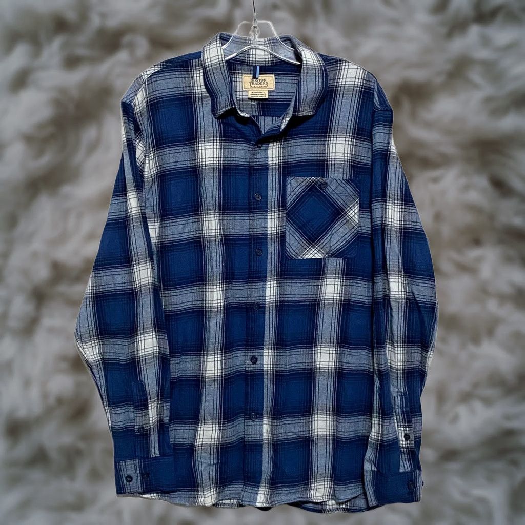 Vintage Boston Traders Flannel Plaid Button Down Shirt Mens L Classic Grunge Y2K Skater Size US L / EU 52-54 / 3 - 1 Thumbnail