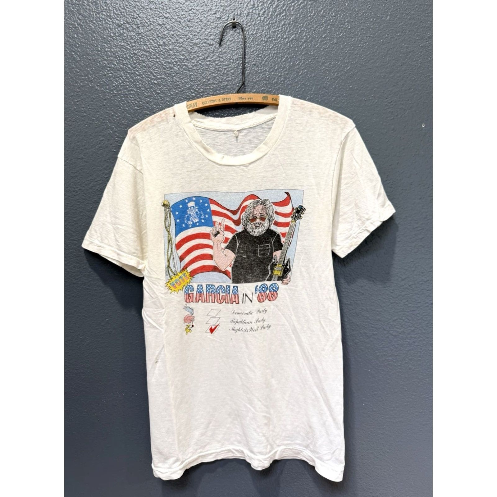 Vintage VINTAGE Grateful Dead Tee Shirt 90s Jerry Garcia For President M/L White Shirt Mens Large Size US L / EU 52-54 / 3 - 4 Thumbnail