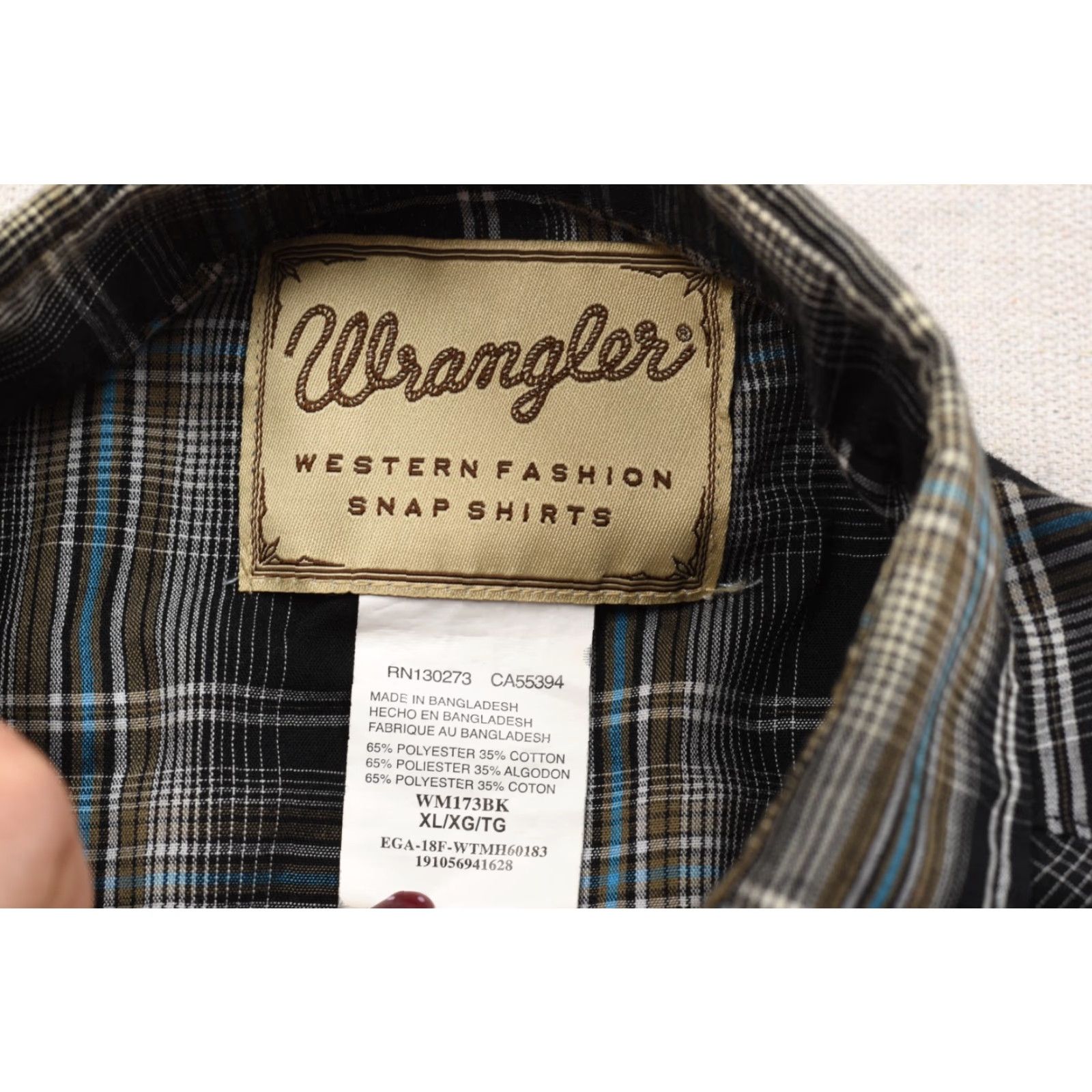 Wrangler Wrangler Western Fashion Snap Shirt Men XL Black Plaid Pearl Snap Long Sleeve Size US XL / EU 56 / 4 - 8 Thumbnail