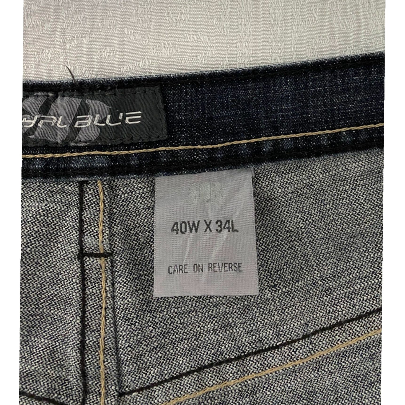 Denime ROYAL BLUE Jeans Mens 40x34 Dark Wash Straight Wide Leg Cotton Denim Pants Size US 40 / EU 56 - 5 Thumbnail
