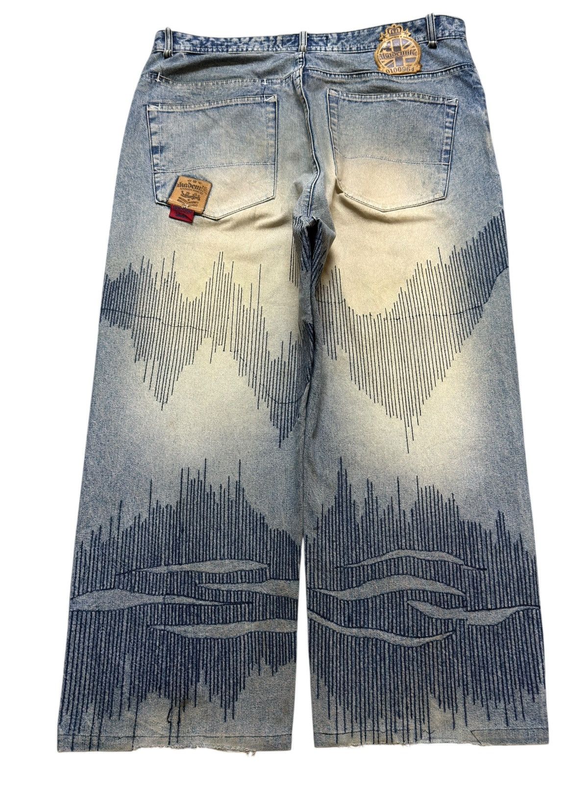 Akademiks Vintage Y2K Akademiks Faded Wash Boro Sashiko Wide Leg Baggy Size US 38 / EU 54 - 2 Thumbnail